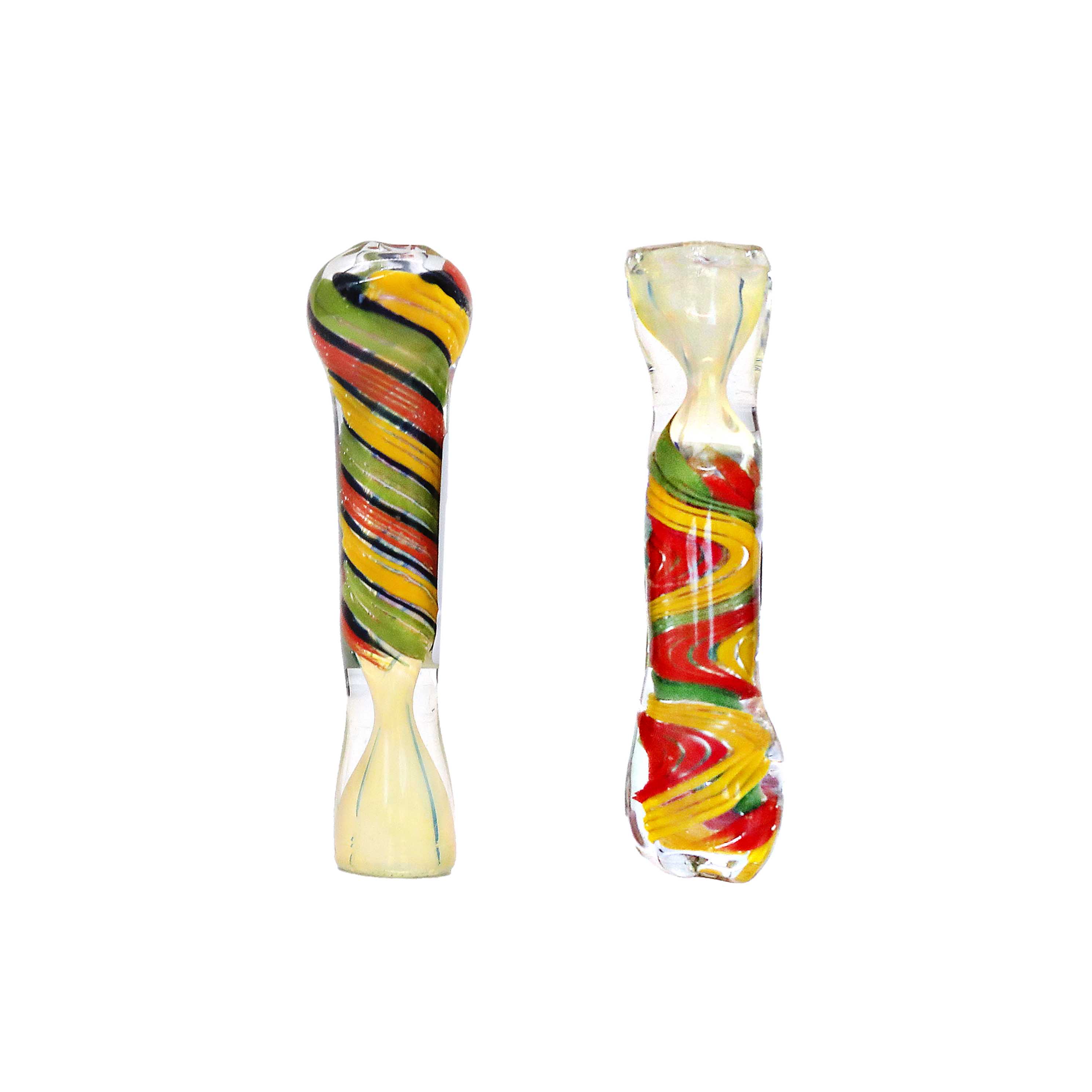 Rasta Color Twisted Chillum | 3 inch product image