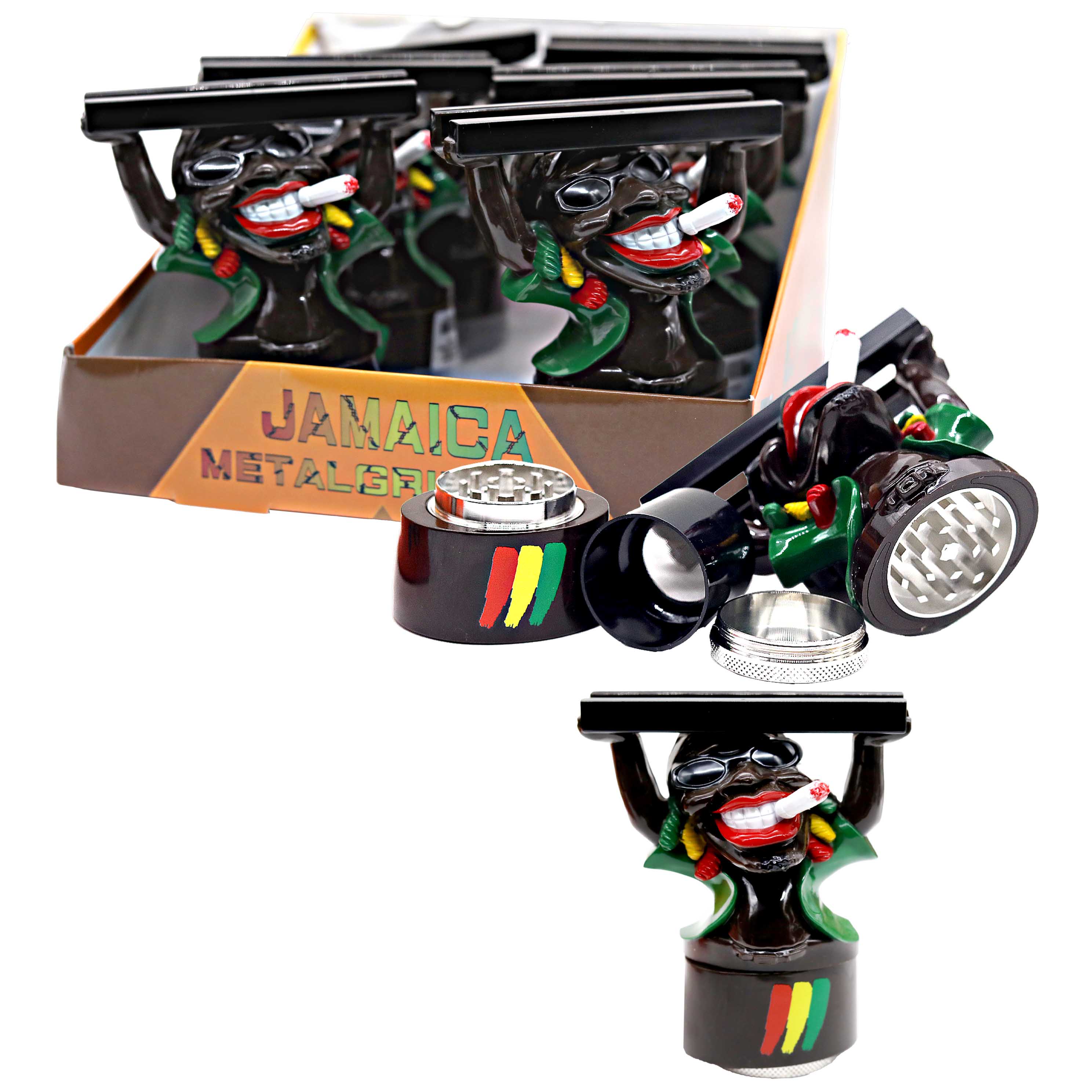 Smoking Rasta Holding Skates 2 Part Plastic Grinder (HX313/GR9021) product image
