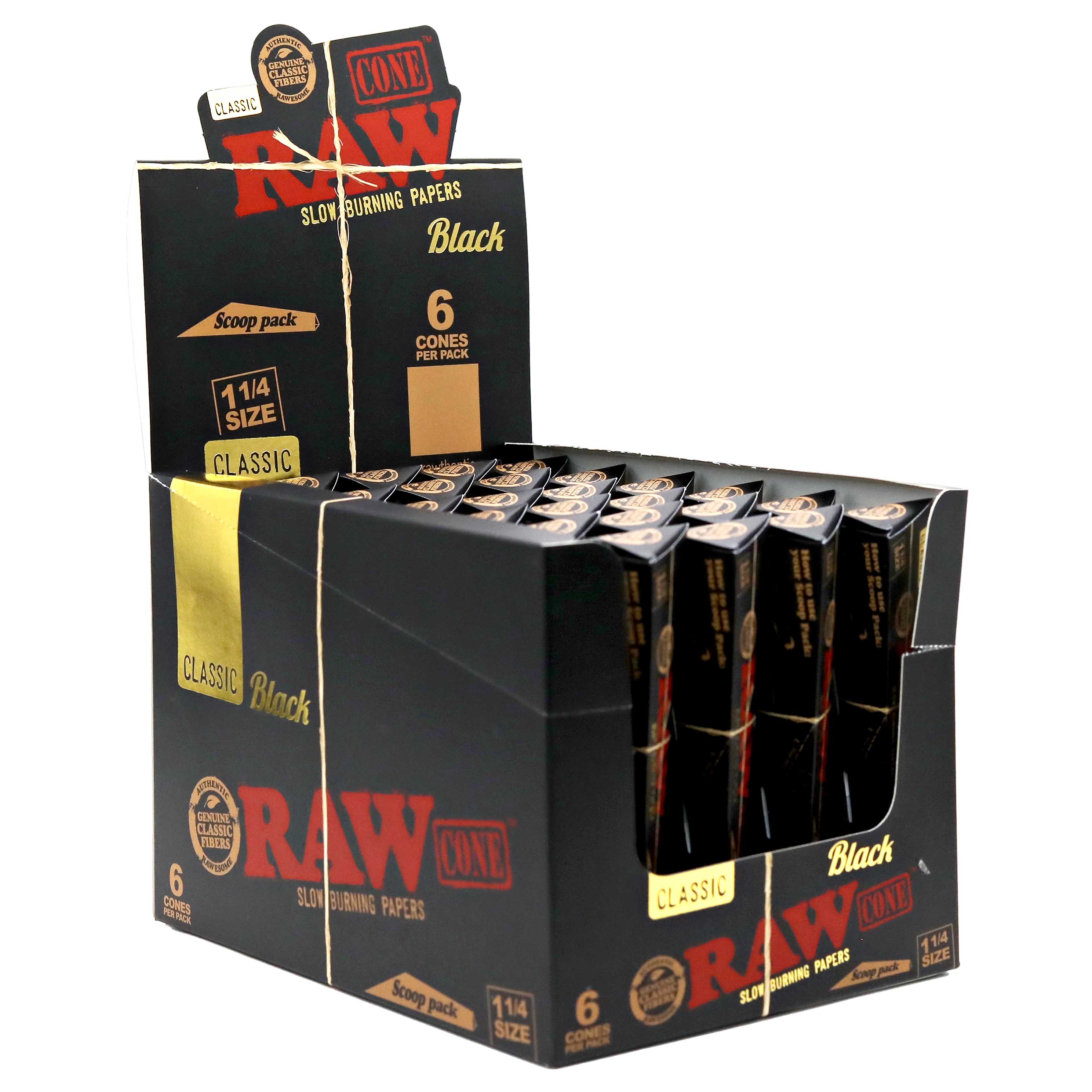 RAW Classic Black Triangle Cones | 6 Pack | 11/4 Size | 30 Count Display product image