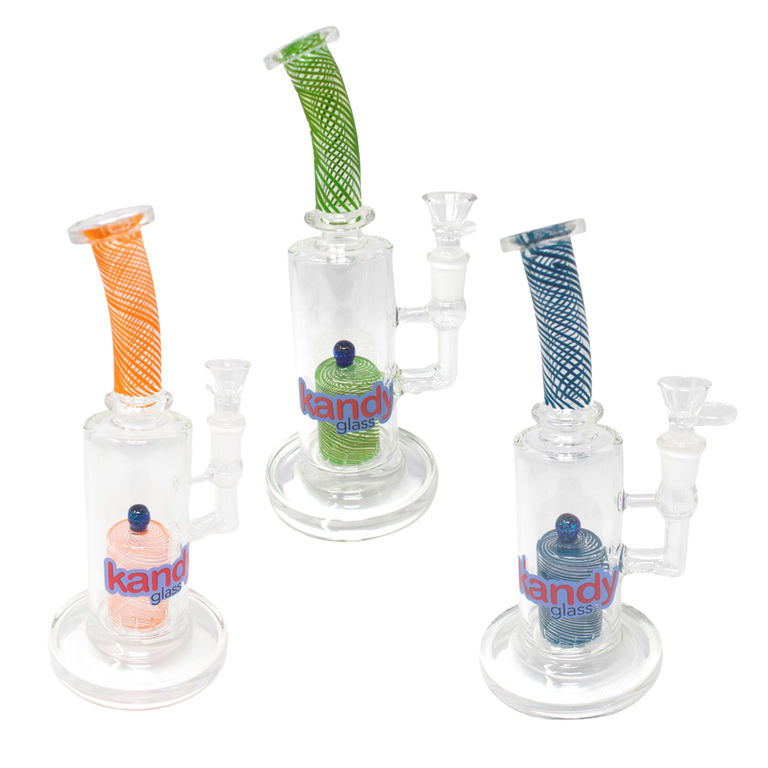 Kandy Glass Mixed Designs Recycler Waterpipe | 8 inch | Assorted Colors product image