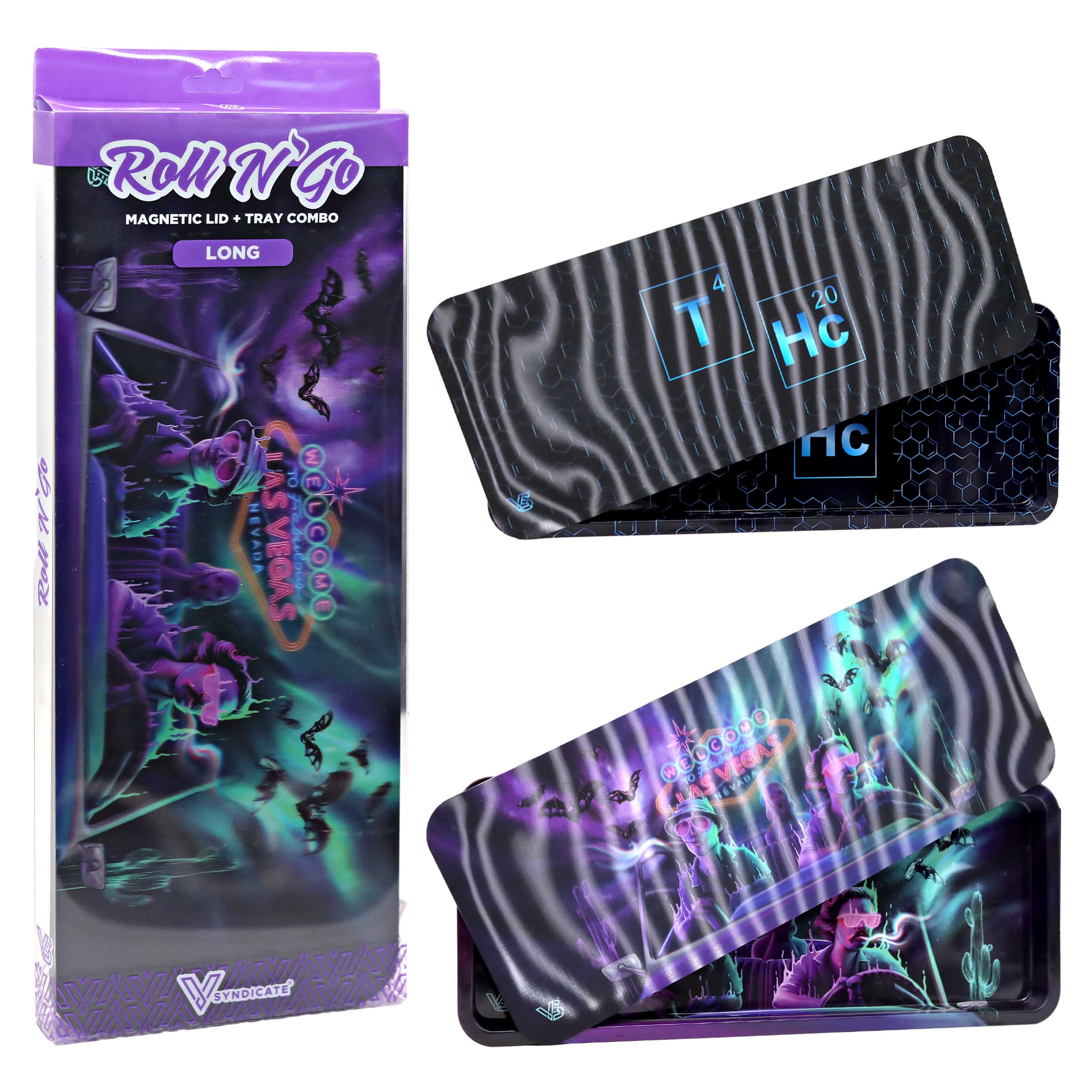 V Syndicate ROLL N GO 3D Holographic Rectangular Metal Rolling Tray | Long product image
