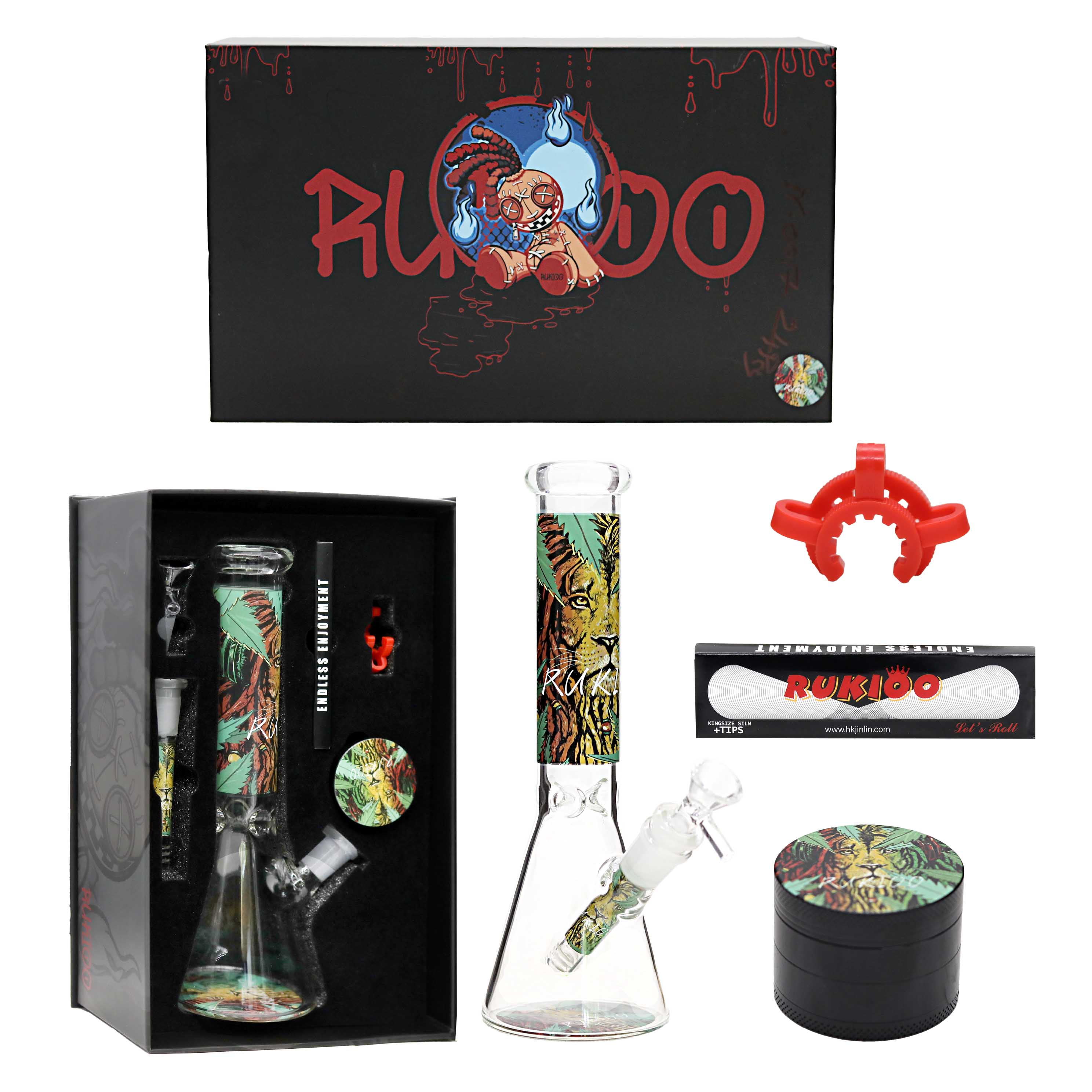 RUKIOO 4 piece Waterpipe Set (TON0017) | 10 inch | Assorted Designs product image