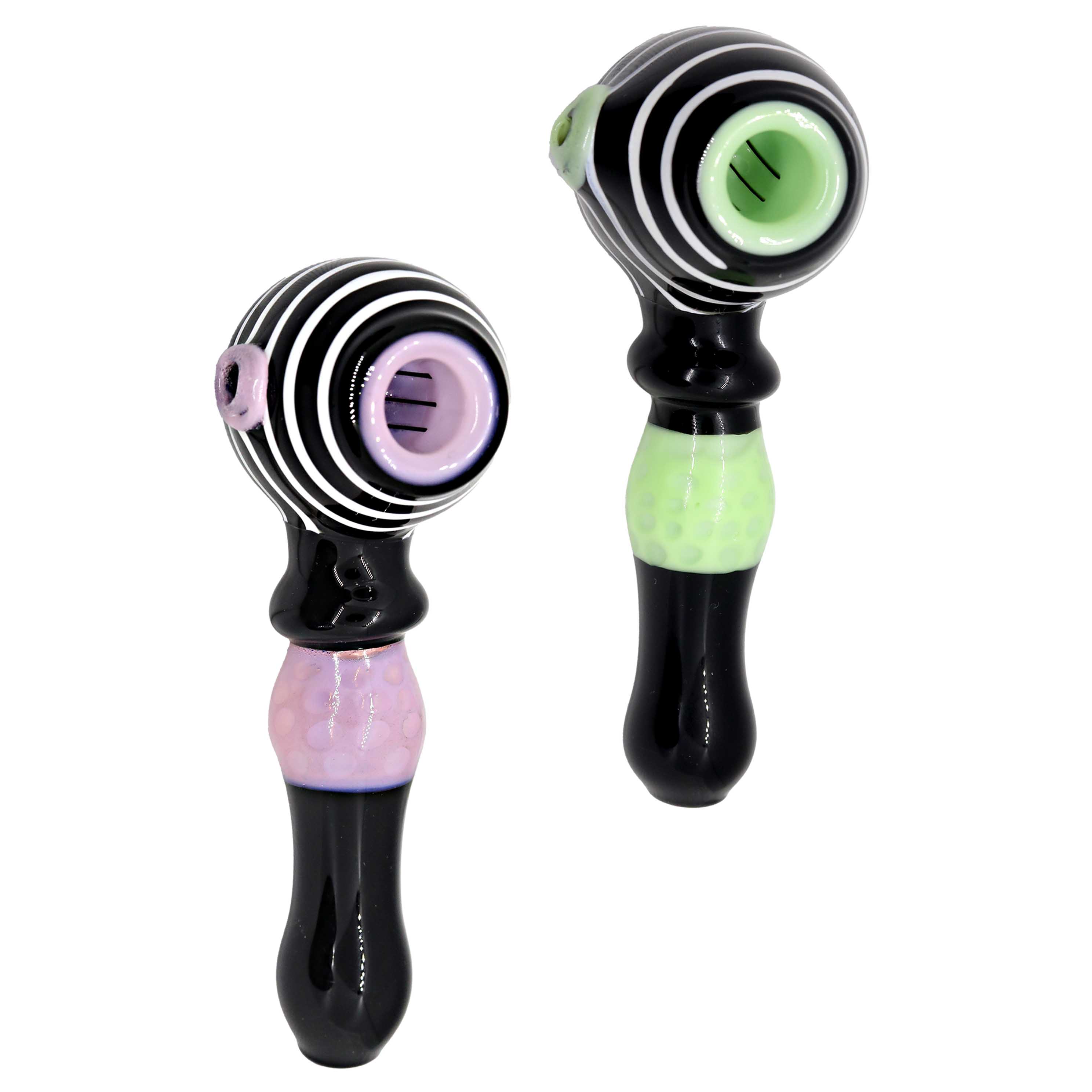 Black Base With White Linings On Head Handpipe (SB-1509) | 5 inch  product image