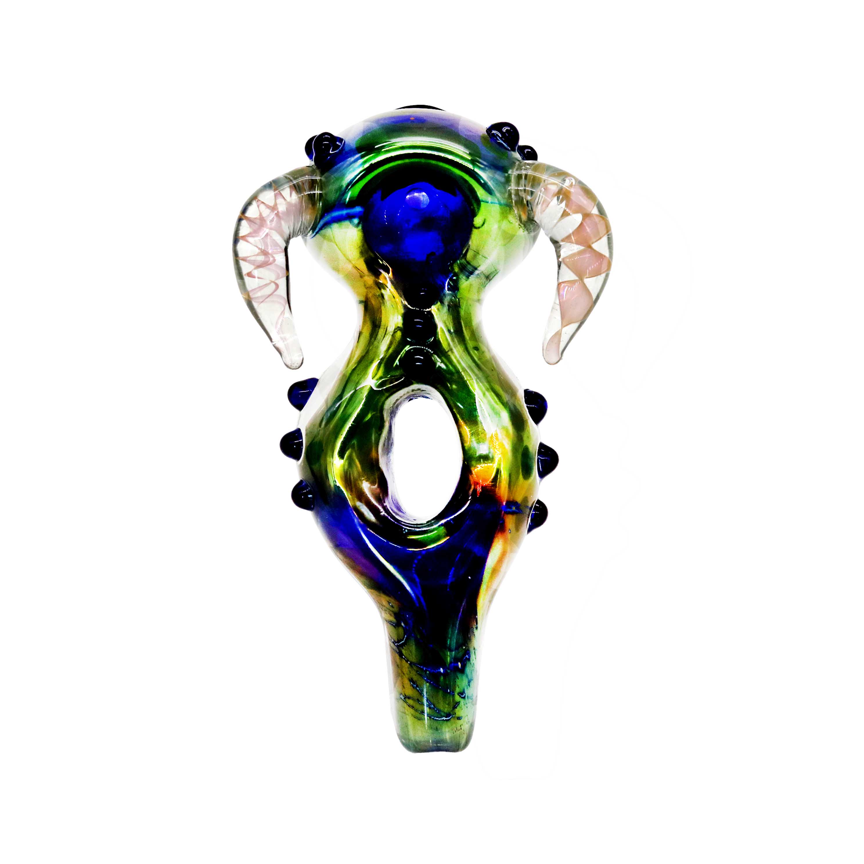 Gold Fumed Double Glass Donut Handpipe (SB-200) | 5 inch | Assorted Colors product image