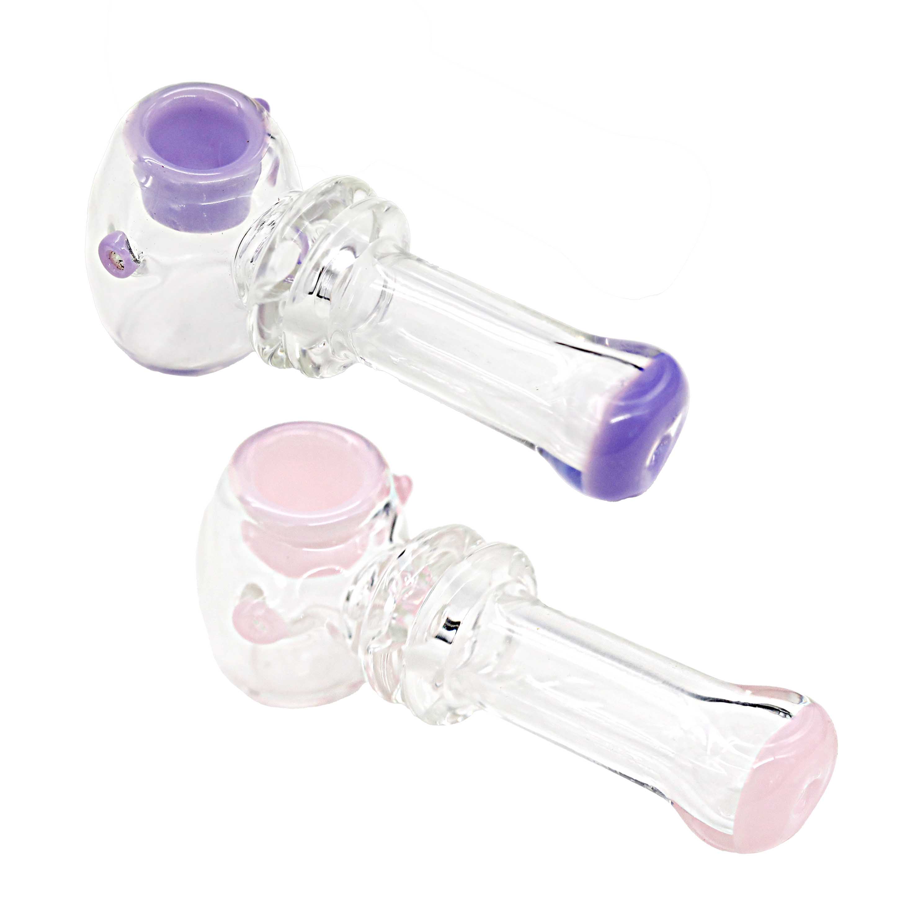 Inbuilt Clear Glass Double Ring Handpipe (SB-229) | 5 inch | Assorted Colors product image