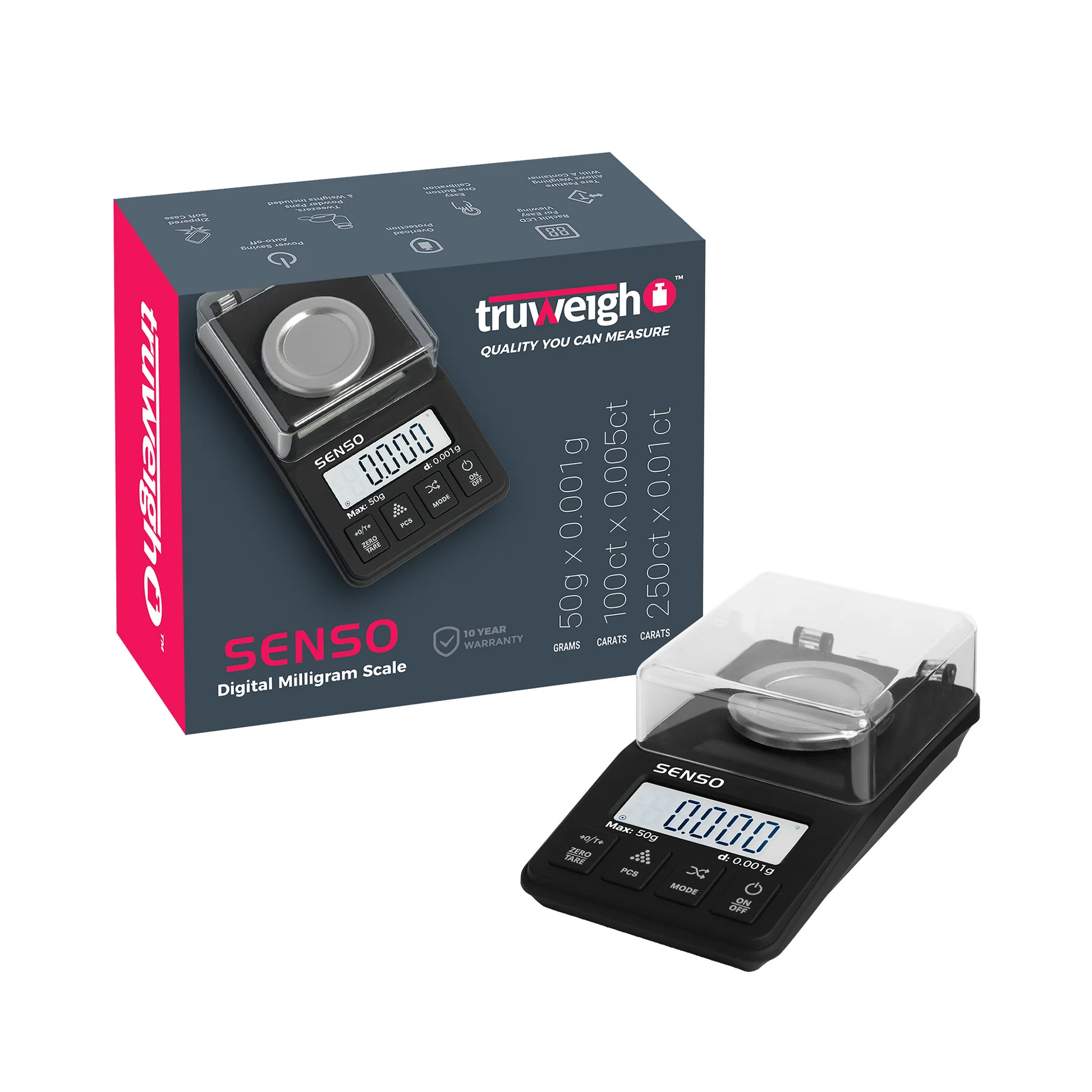 Truweigh SENSO Digital Milligram Scale | 50x0.001g | Black product image