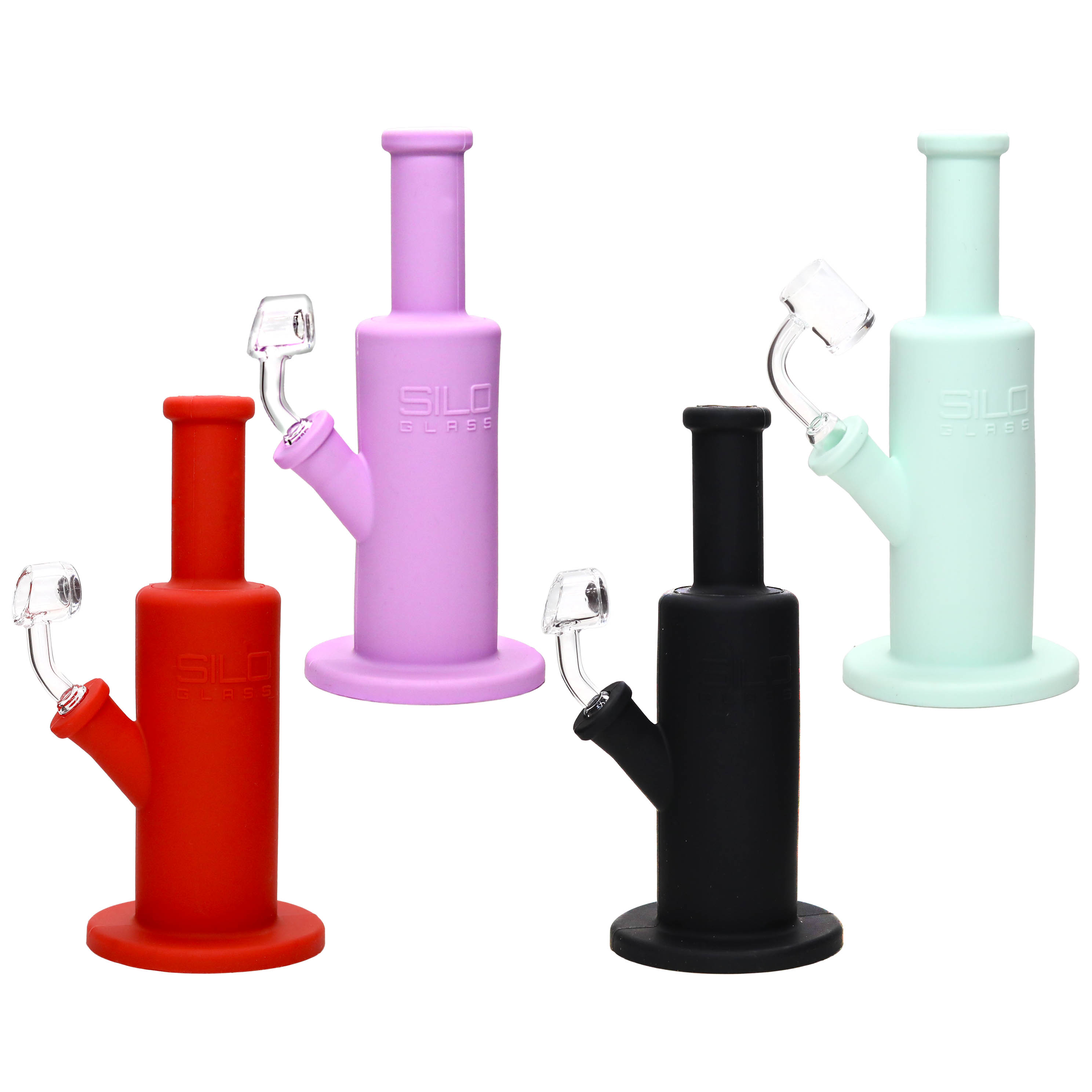 SILO GLASS Cylindrical Silicone Waterpipe (SILO-134) | 8 inch | Assorted Colors product image