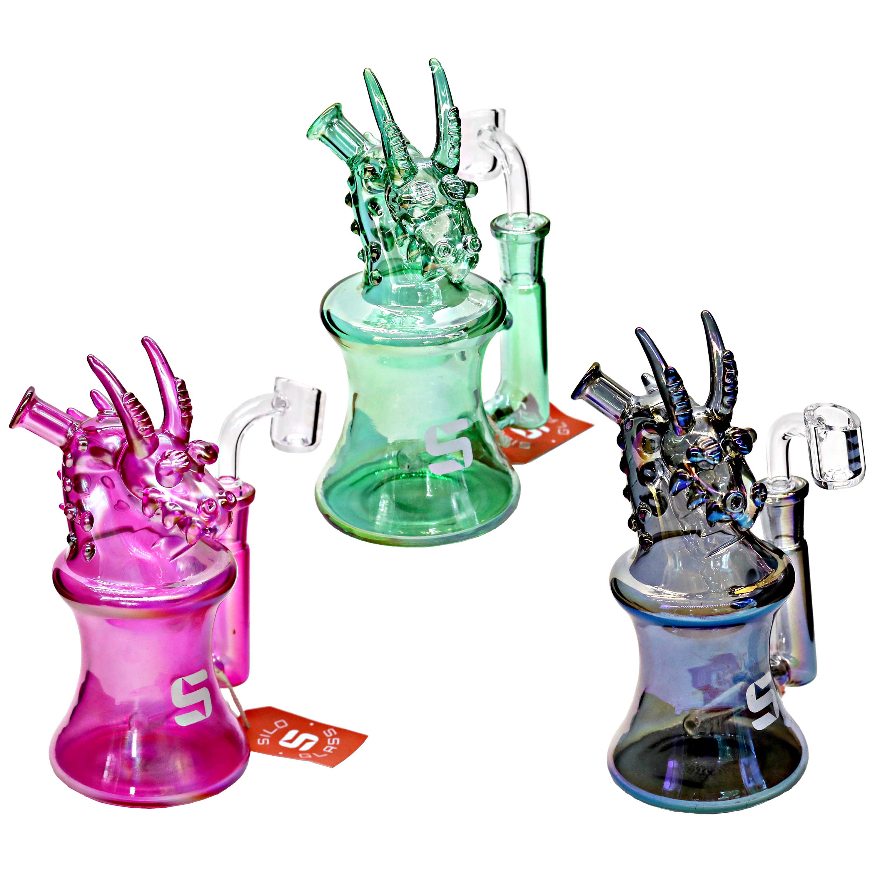 Silo Gold Fumed Dragon Waterpipe (SILO-140) | 5.5 inches | Assorted Colors product image