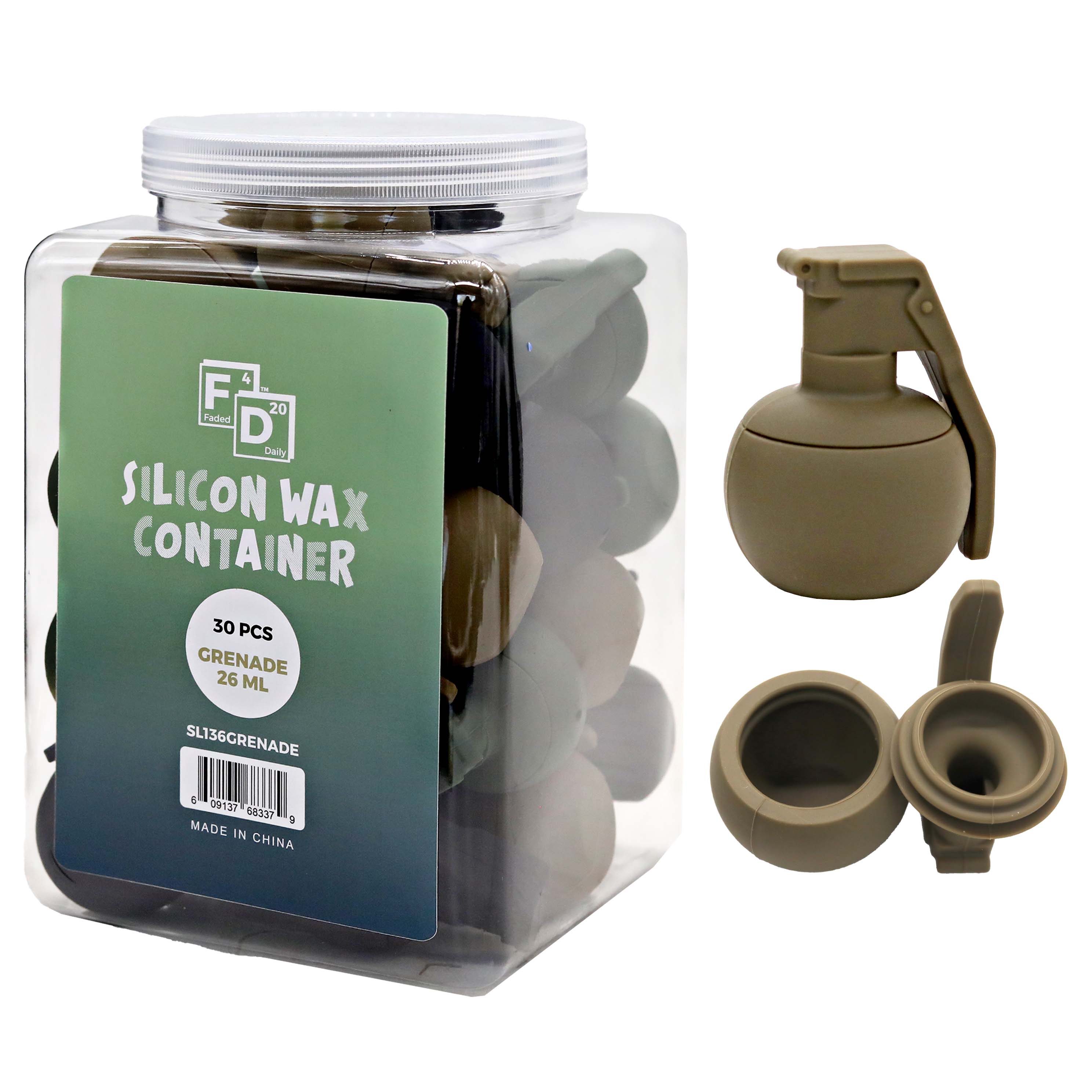 Faded Daily Silicone Grenade Wax Container (SL136) | 26ml | 30 Count Display | Assorted Colors product image