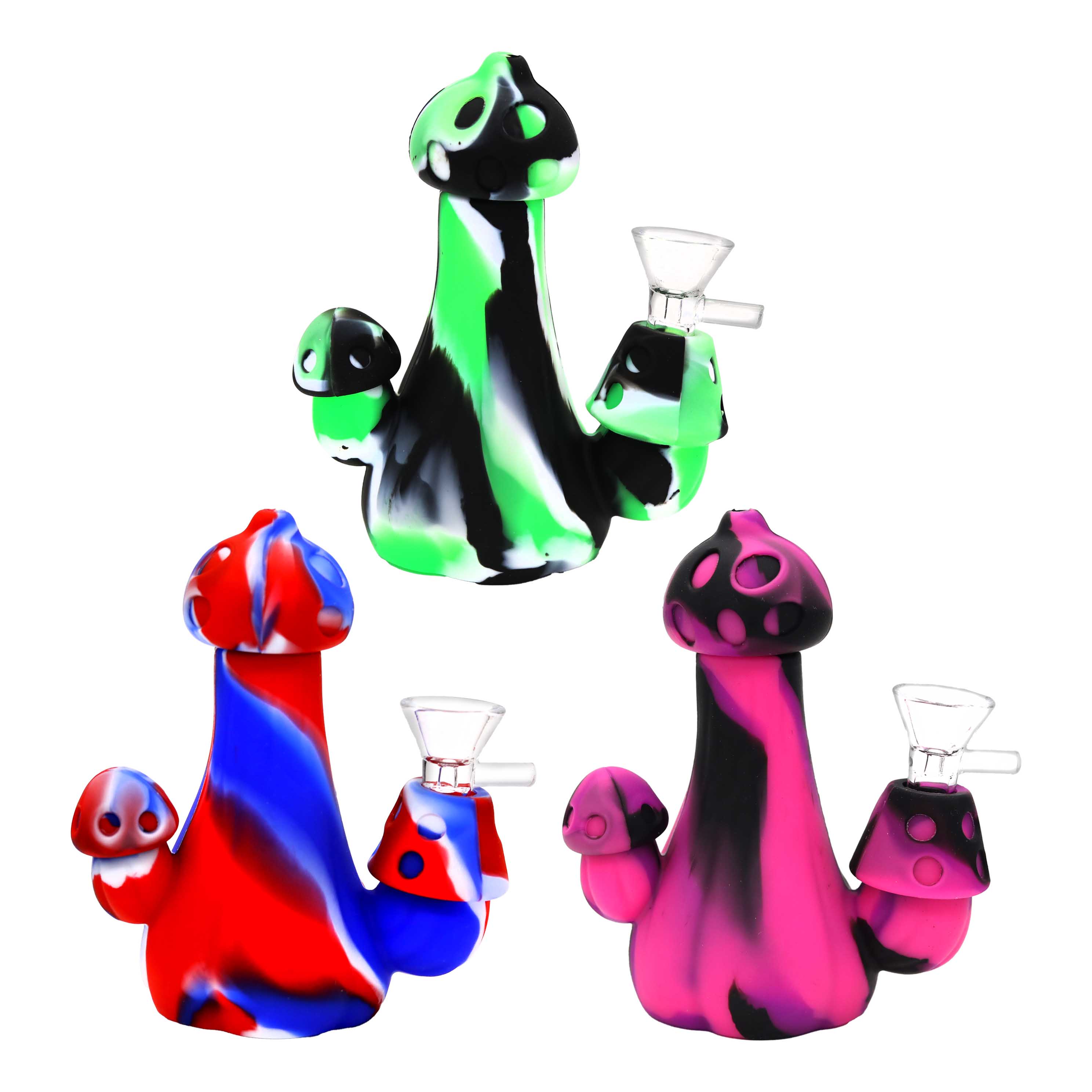 Mushroom Silicone Waterpipe (SL140) | 7 inch | Assorted Colors product image