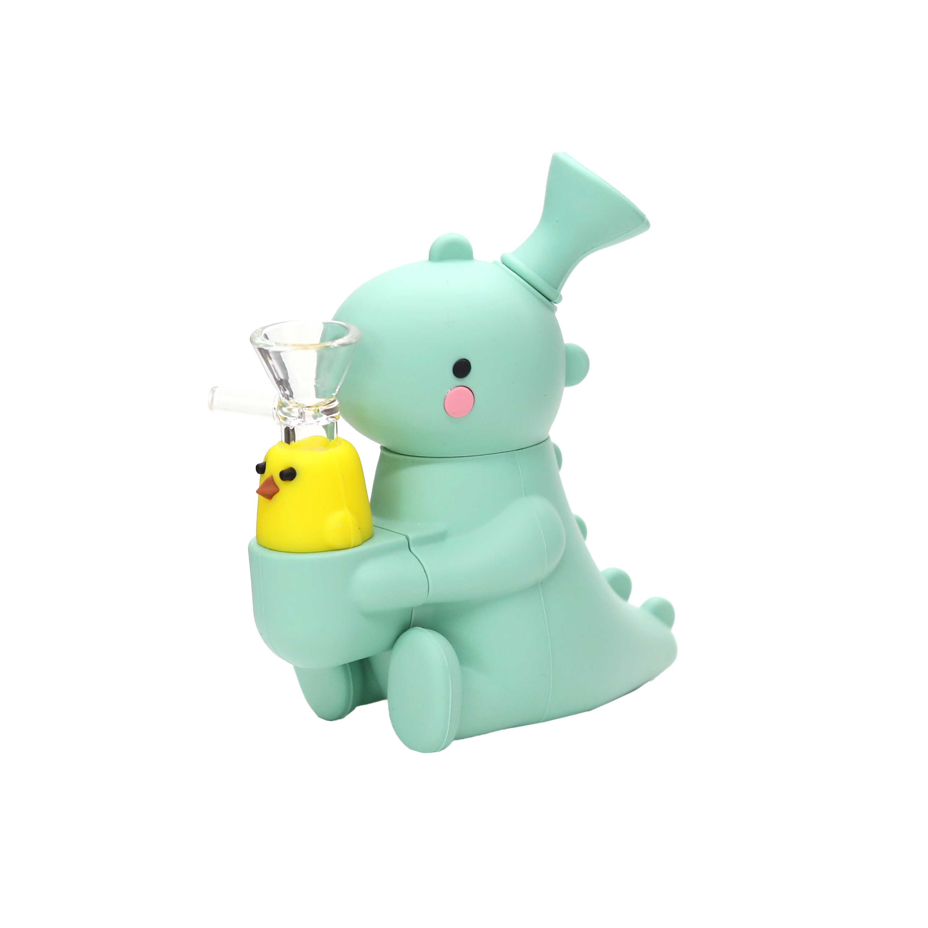 Dino With Duckie Silicone Waterpipe (SL5089) | 7 inch product image