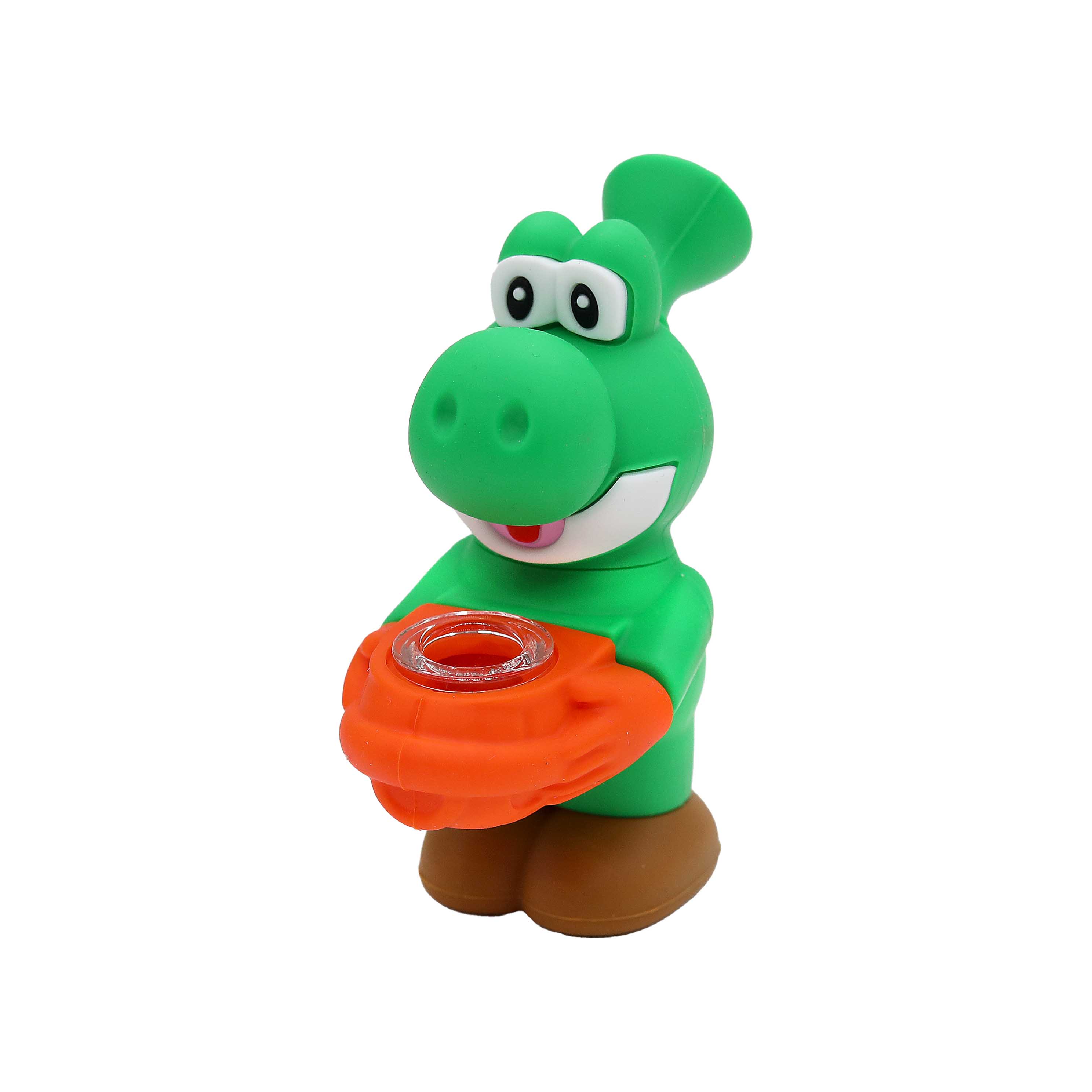 Green Dino Silicone Waterpipe (SL5075) | 7 inch product image