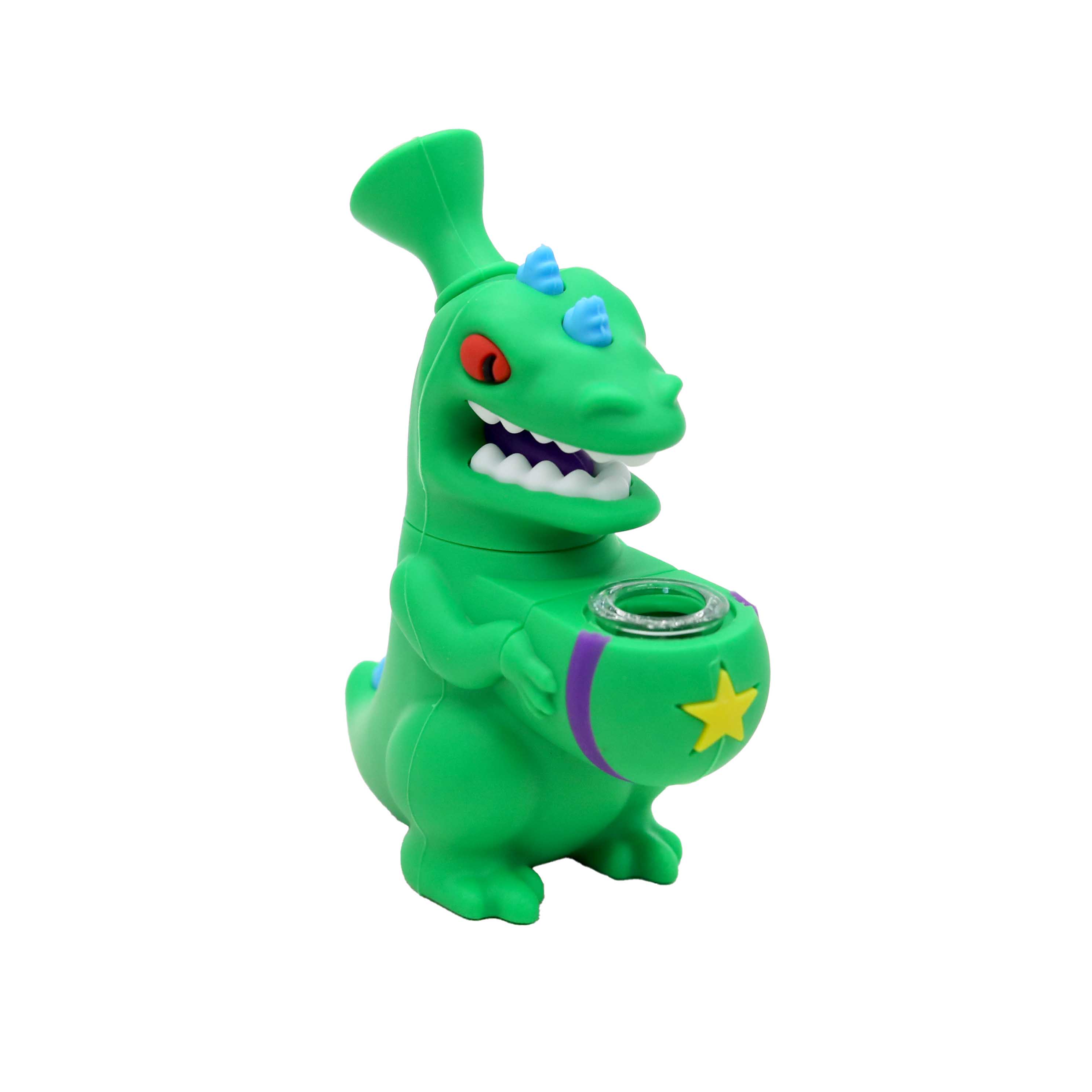 Green Dino With Tail Silicone Waterpipe (SL5083) | 7 inch product image