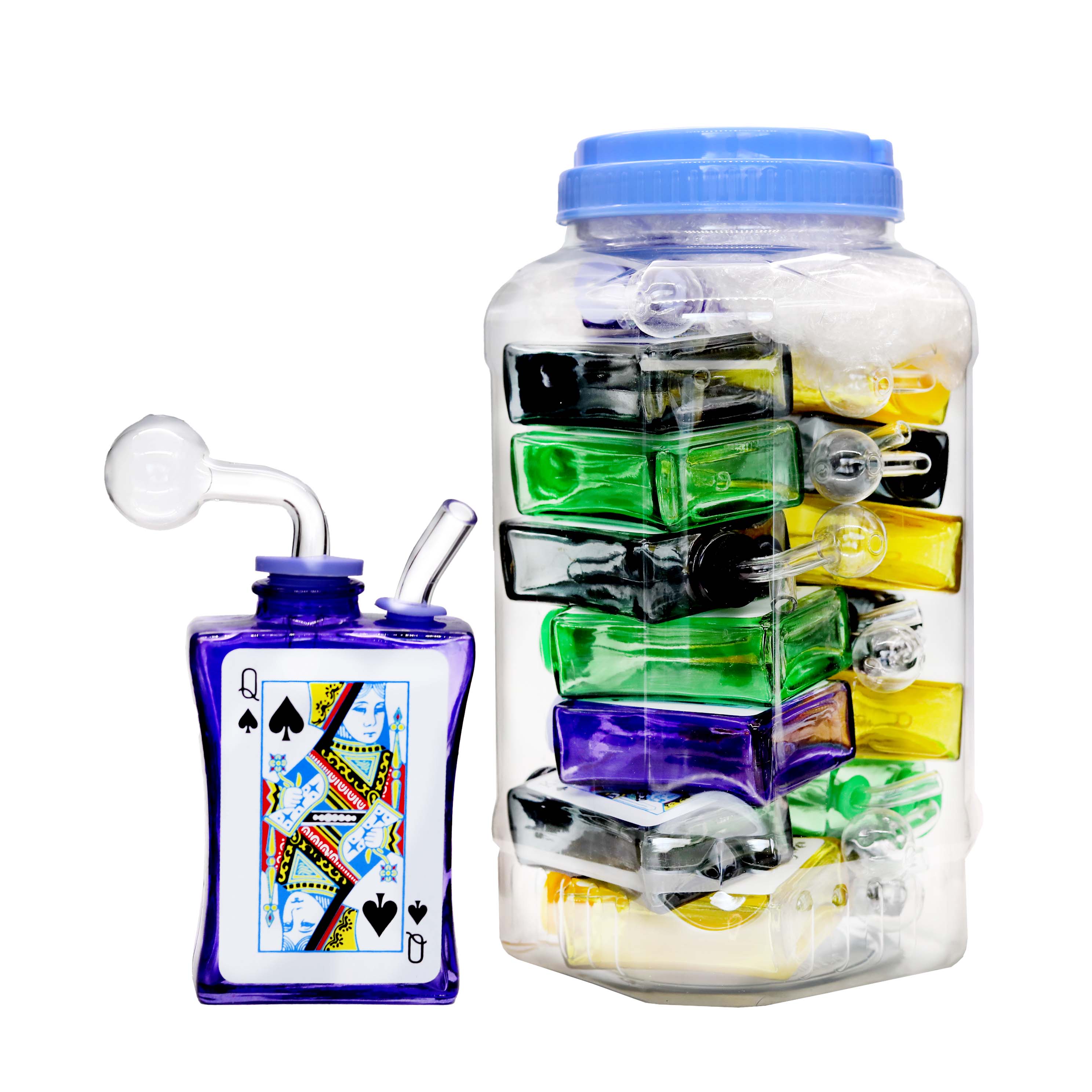 Full Color Poker Design Sniffer OB Waterpipe (SN-0429) | 7 inch | 15 Count Display product image