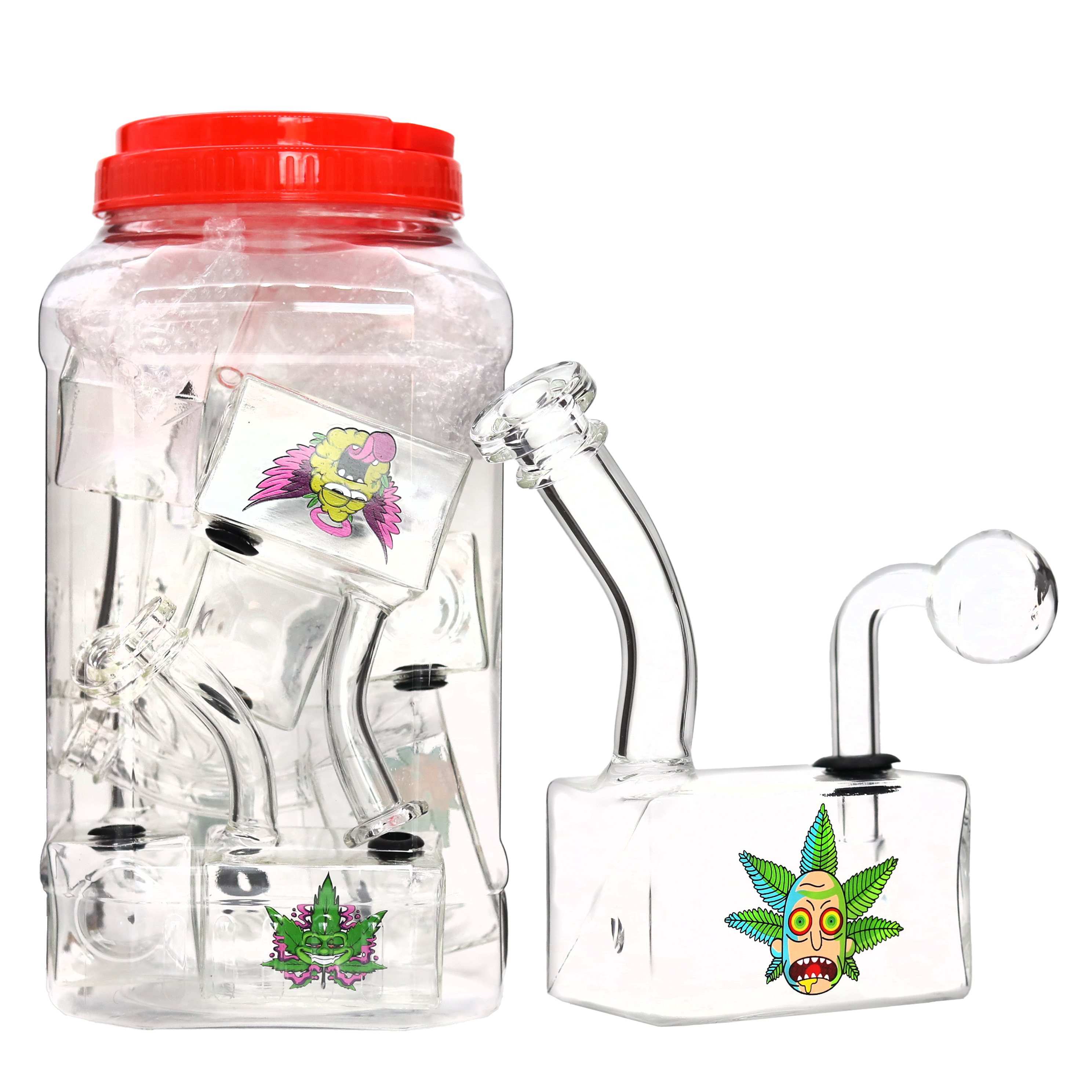 Clear Tank Sniffer With Character Faces Waterpipe (SN1051) | 10 inch | 10 Count Display product image