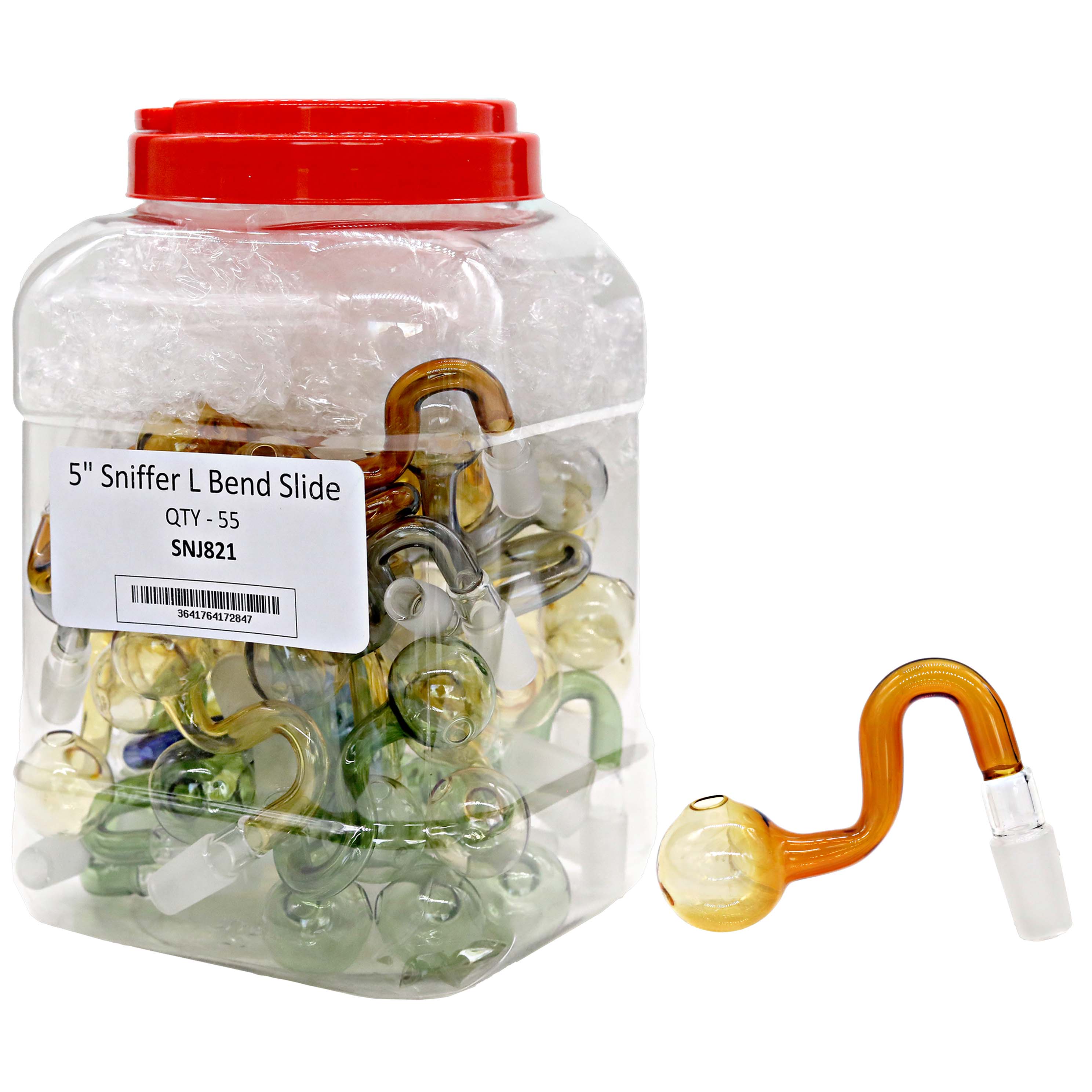 IDGAF Clear L Shaped Bend Slide Sniffer (SNJ821) | 5 inch | 65 Count Display - image 1 of 2