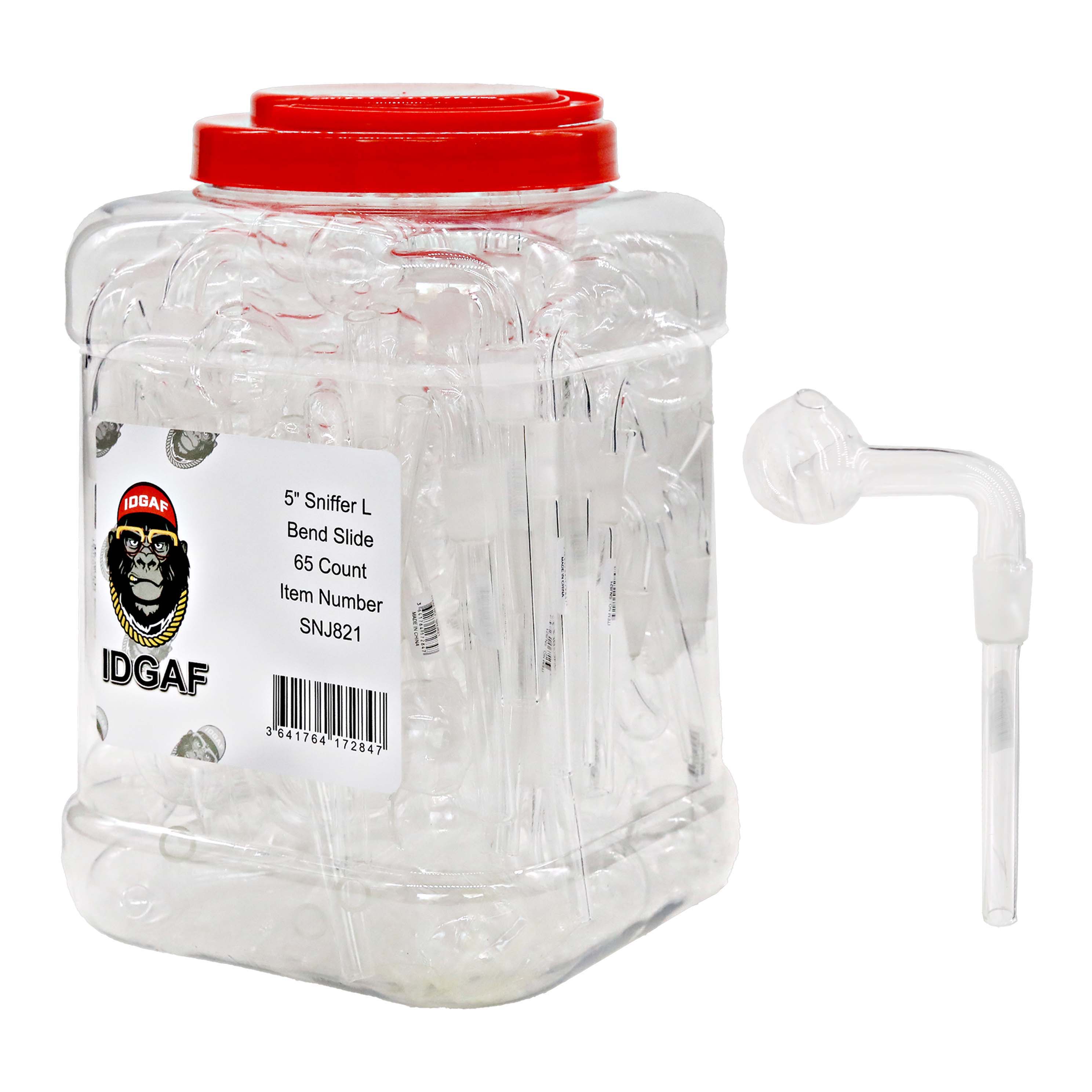 IDGAF Clear L Shaped Bend Slide Sniffer (SNJ821) | 5 inch | 65 Count Display - image 2 of 2