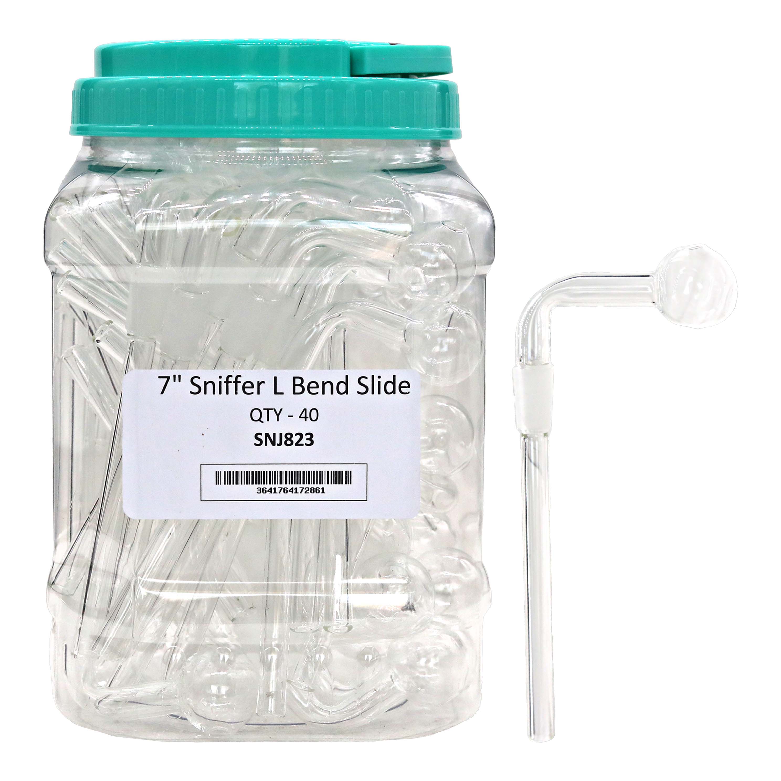 IDGAF Clear L Shaped Bend Slide Sniffer (SNJ823) | 7 inch | 40 Count Display product image