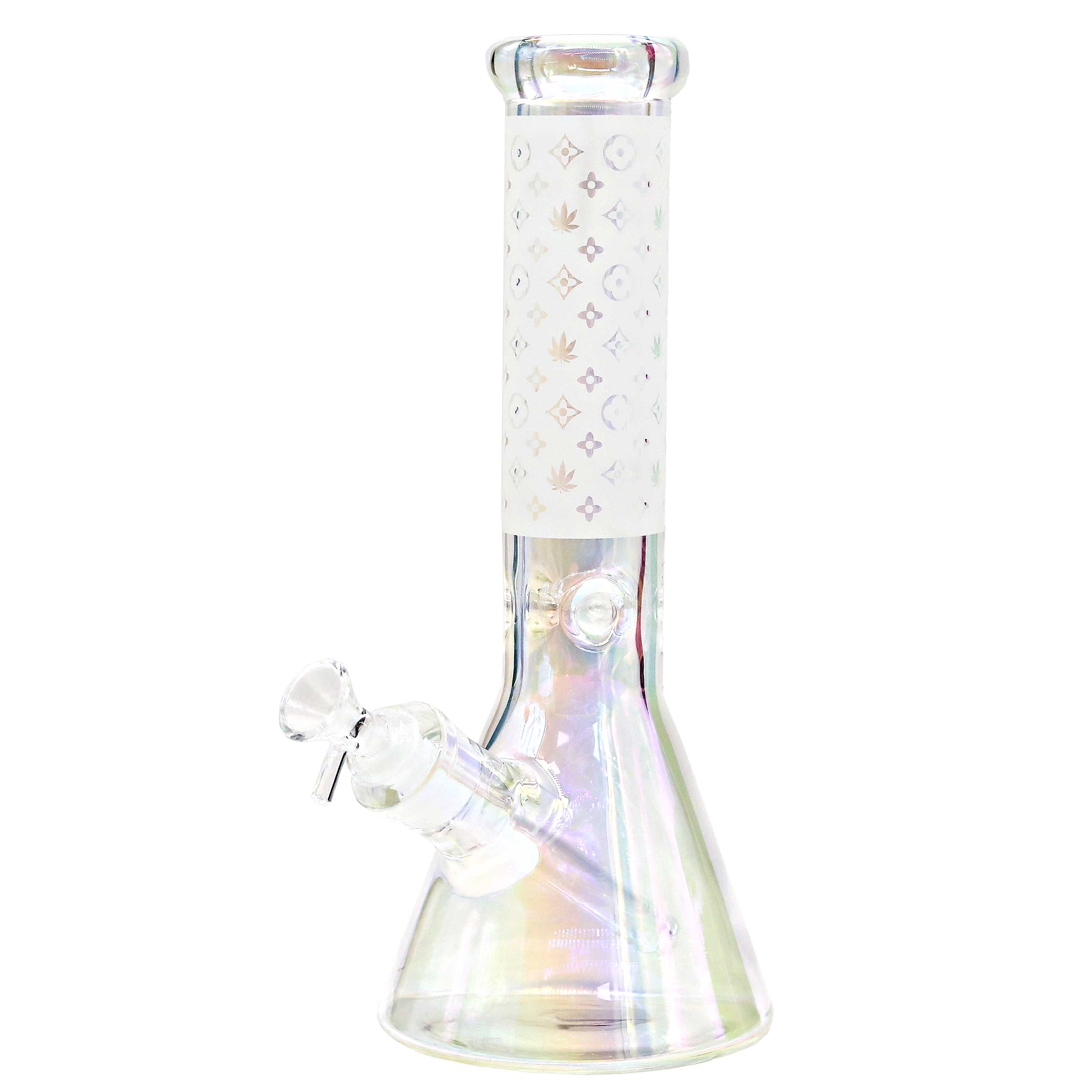 Gold Fumed Base with Flower And Leaf Design Beaker Waterpipe (ST-016) | 12 inch | Assorted Colors product image