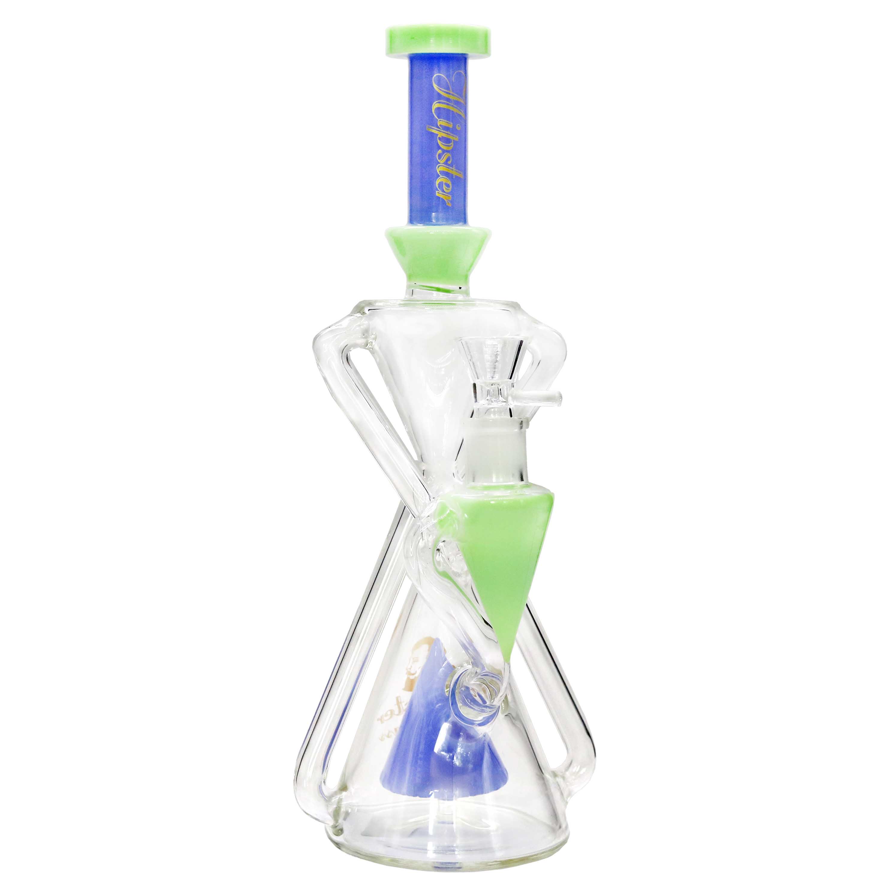 Hipster Slyme Dome Perc Hourglass Recycler Waterpipe (ST010SB) | 14 inch | Assorted Colors product image