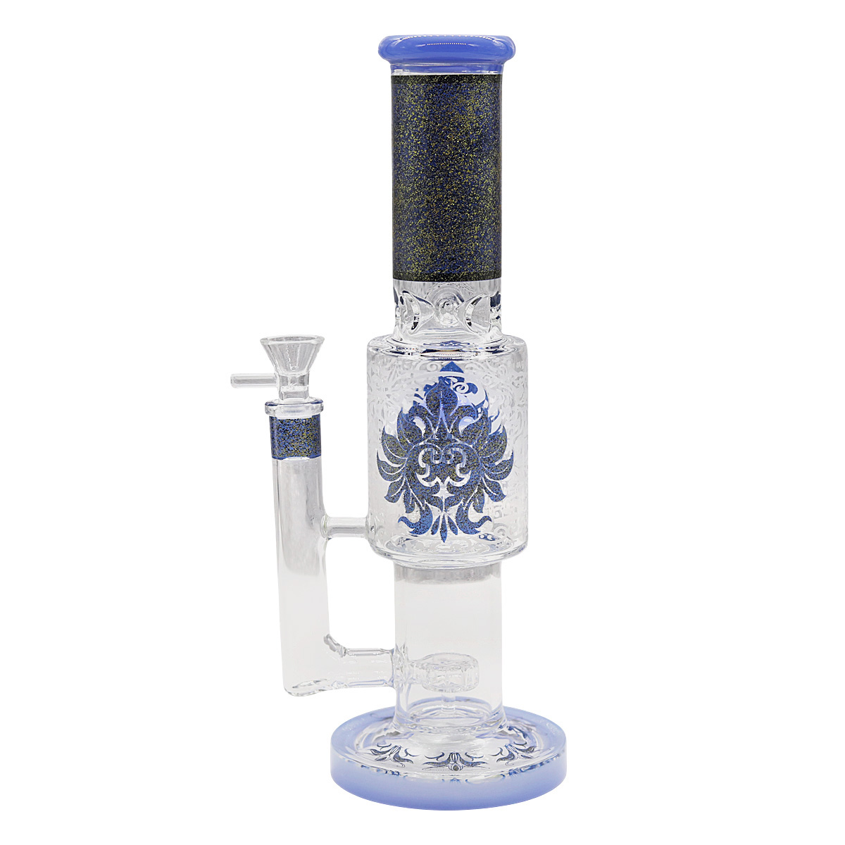 Shimmery Geometrical Design Matrix Dome Perc Beaker Waterpipe (AB32) | 12 inches | Assorted Colors product image