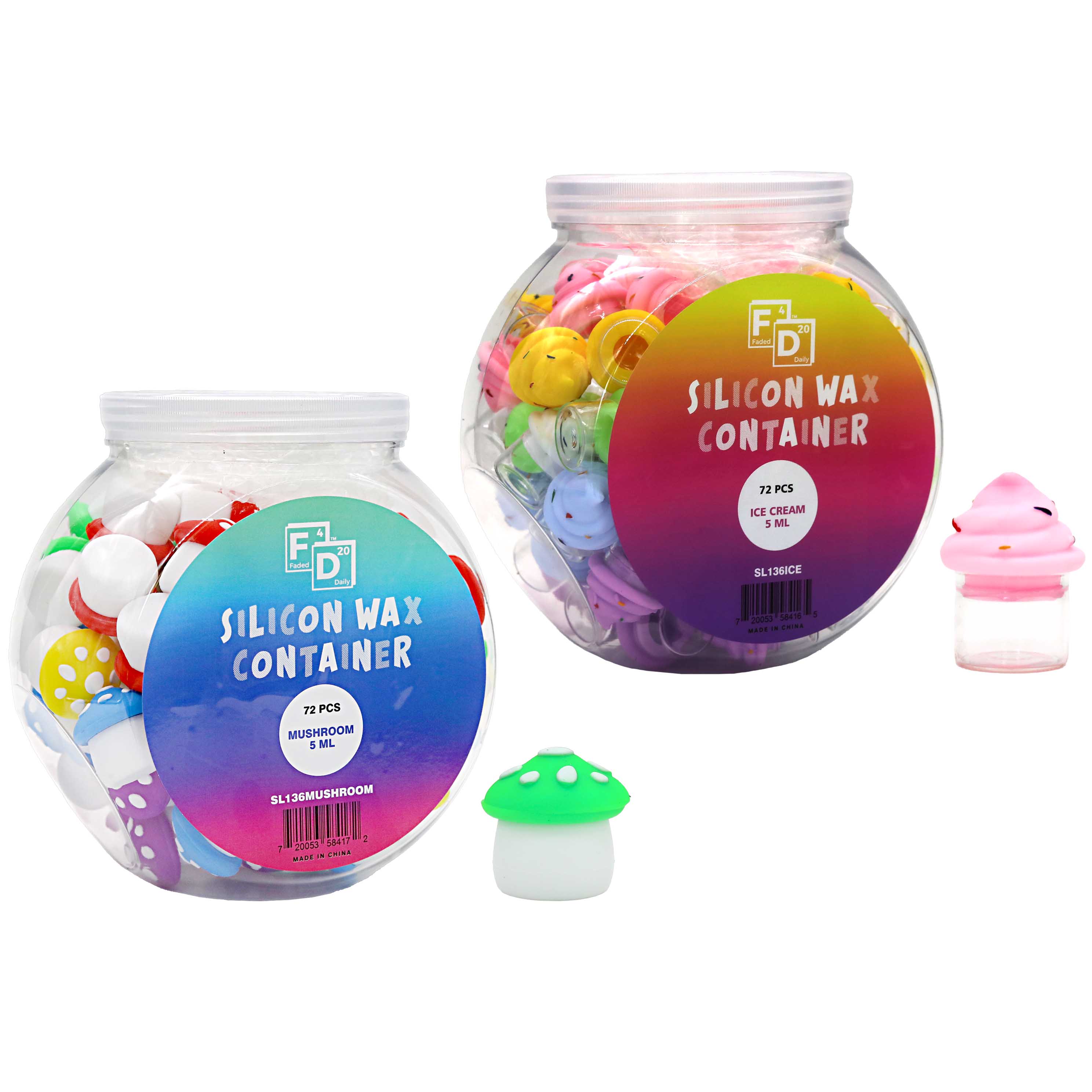 Faded Daily Silicone Wax Container (SL136) | 5ml | 72 Count Display | Assorted Colors product image