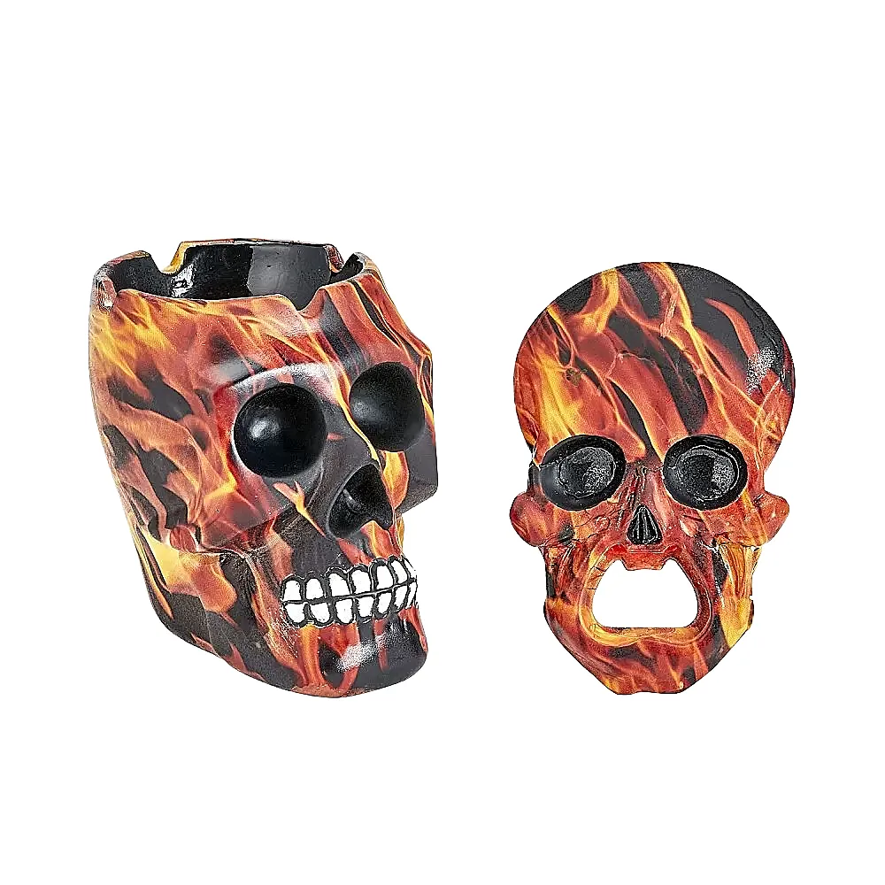 Skull Flame Design Ashtray And Opener Set (FC82487) | 4 inches product image