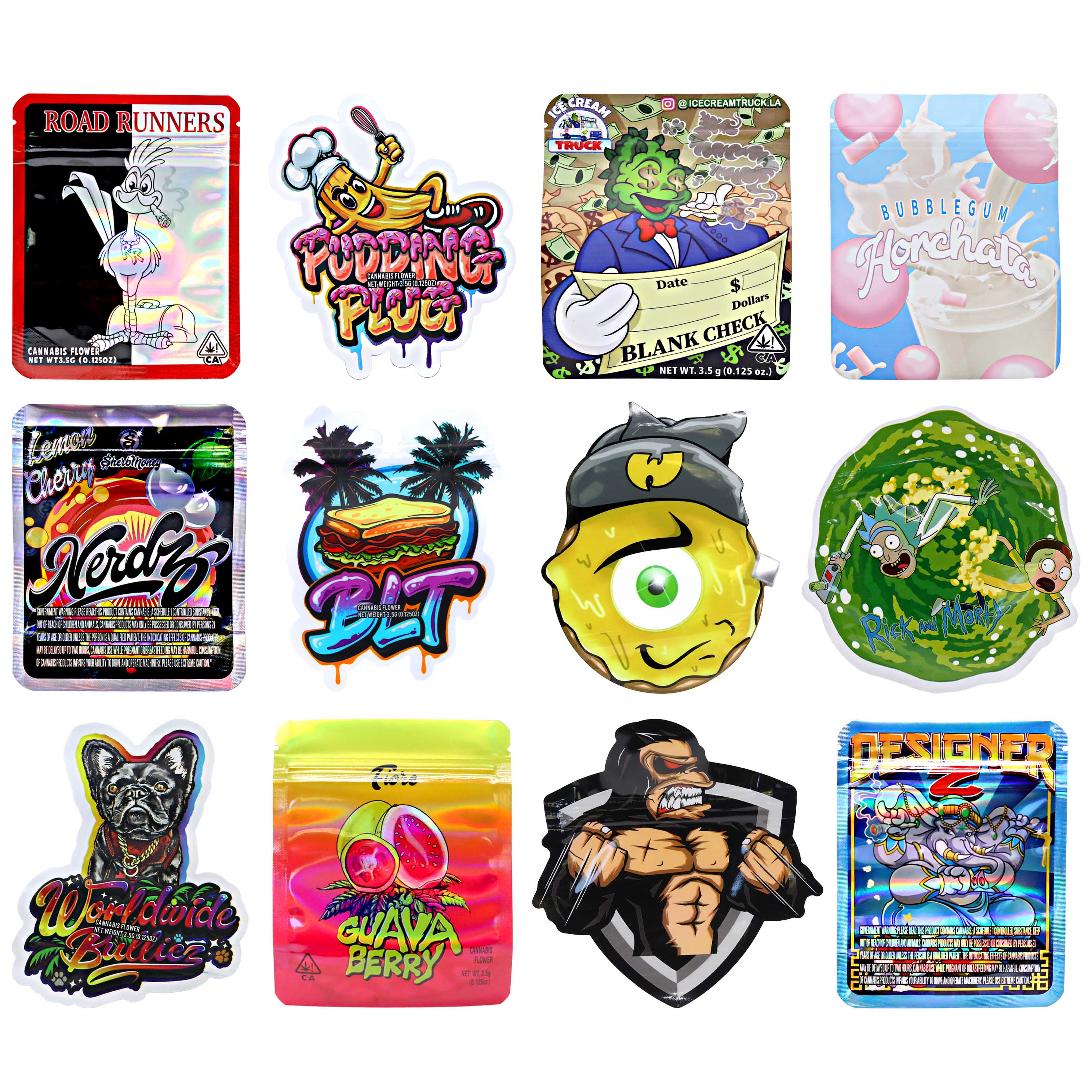 Smell Proof Mylar Bags-Die Cut  | 3.5 grams | 50 Count | Assorted Designs - image 2 of 2