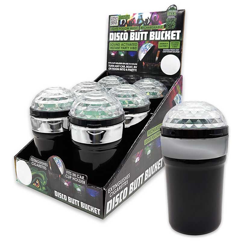Smoke Zilla Disco Light Rechargable Butt Bucket Ashtray (023742) | 6 Count Display product image
