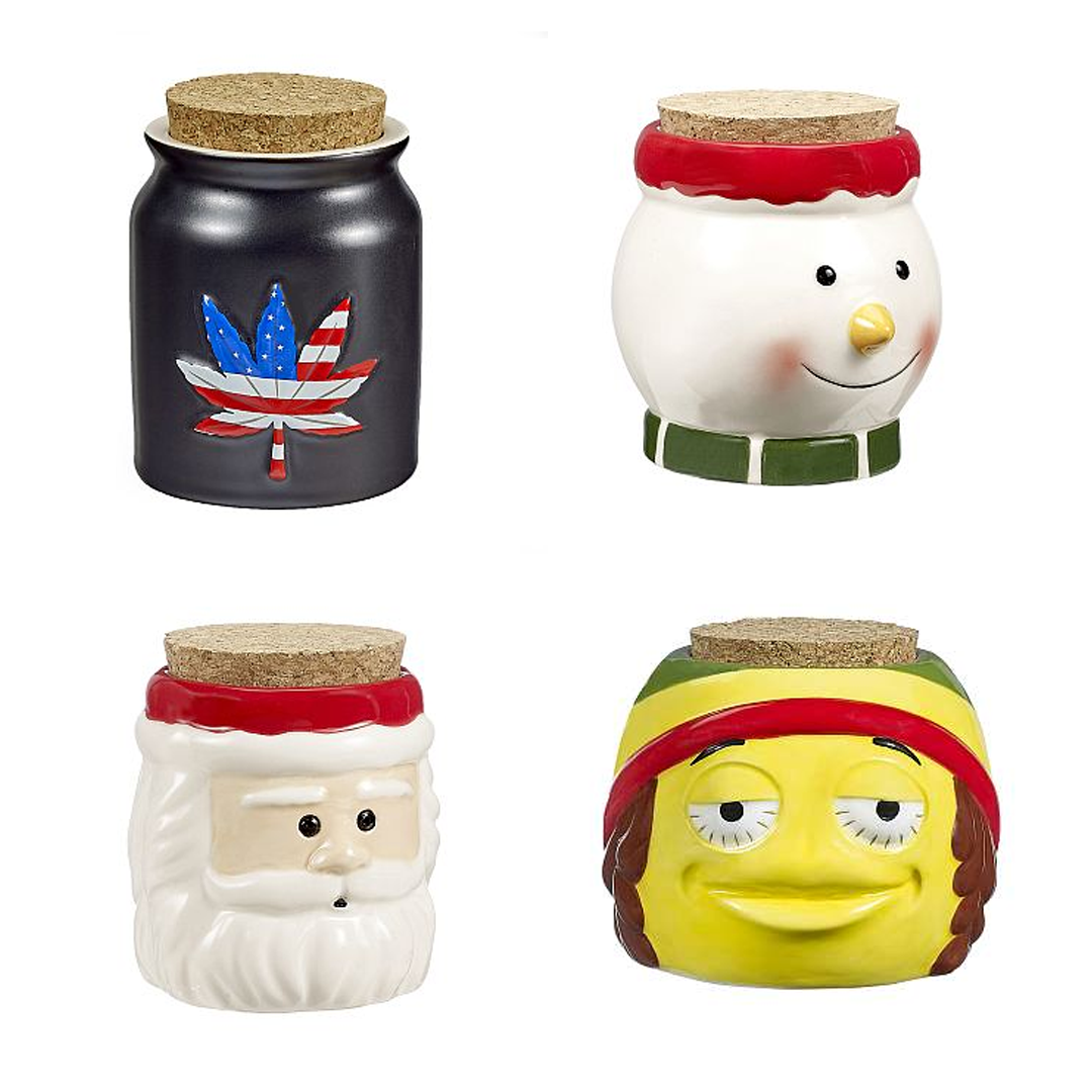 Ceramic Stash Jar With Wooden Lid | 5 inch product image
