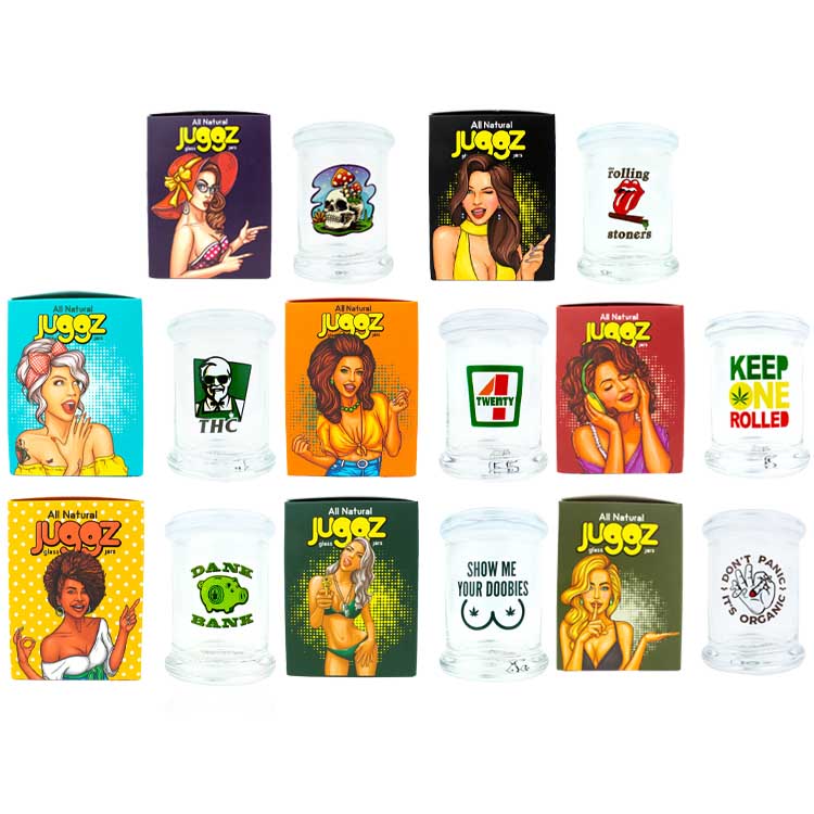 Stokes Juggz Airtight Glass Jars | A Cup | 2oz | Assorted Design product image
