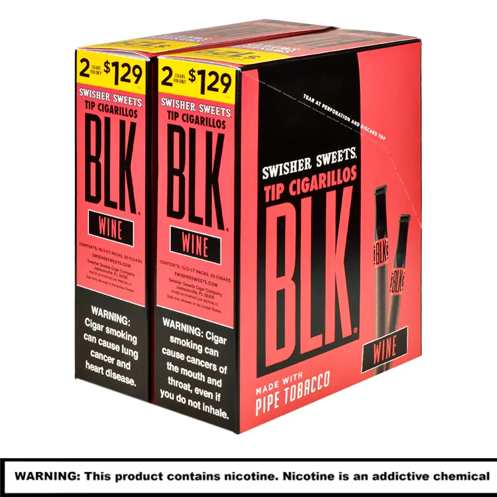 Swisher Sweets Rolled Cigars (2 For $1.29) | 2 Pack | 30 Count Display | BLK Wine product image
