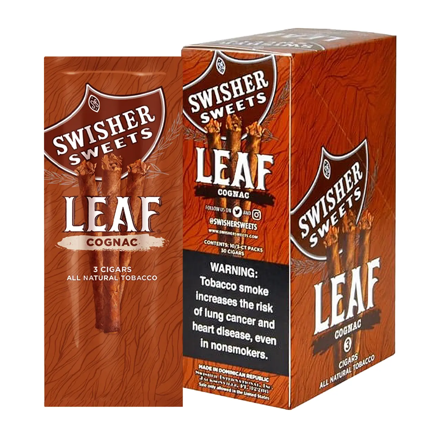 Swisher Sweets Natural Leaf ($1.79) | 3 Pack | 10 Count Display | Cognac product image