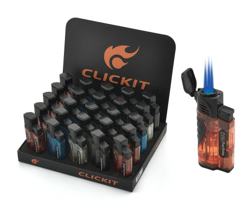 Clickit Cigar Puncher Triple Torch Transparent Lighters (GH-10557) | 25 Count Display product image