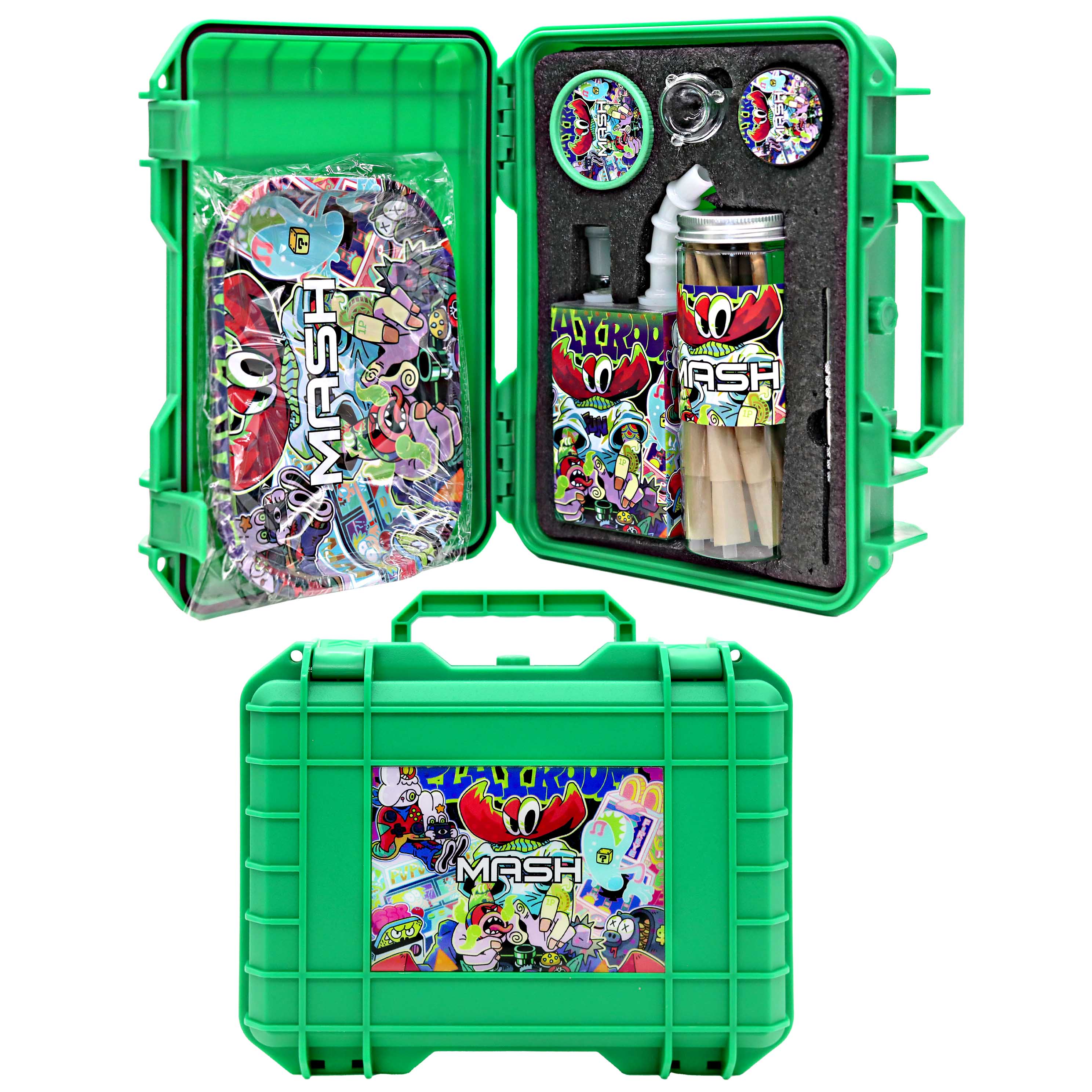 7 Piece Juice Bong+Cone Set Suitcase Waterpipe Set (TZN0031) | Assorted Designs product image