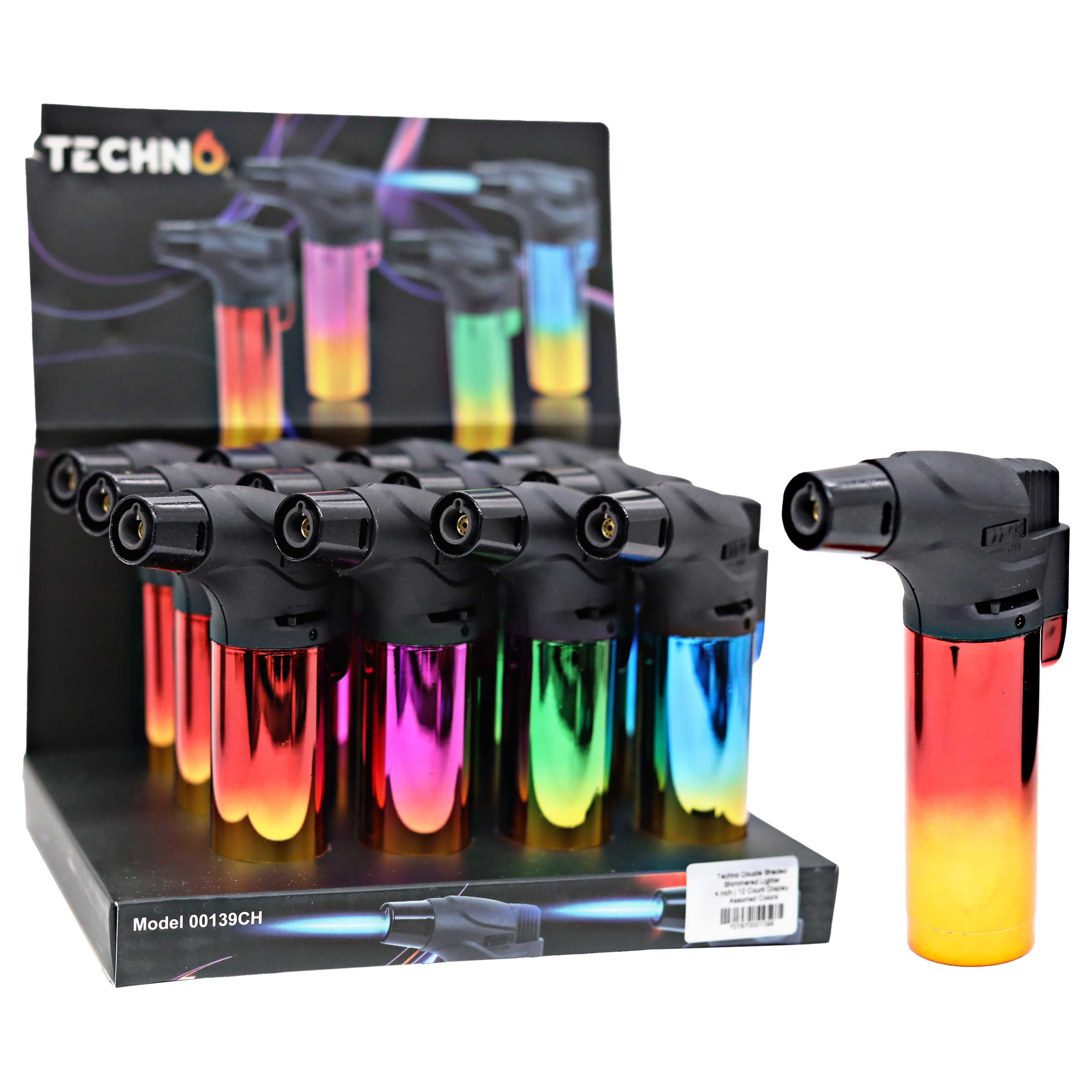 Techno Double Shaded Shimmered Lighter | 4 inch | 12 Count Display | Assorted Colors product image