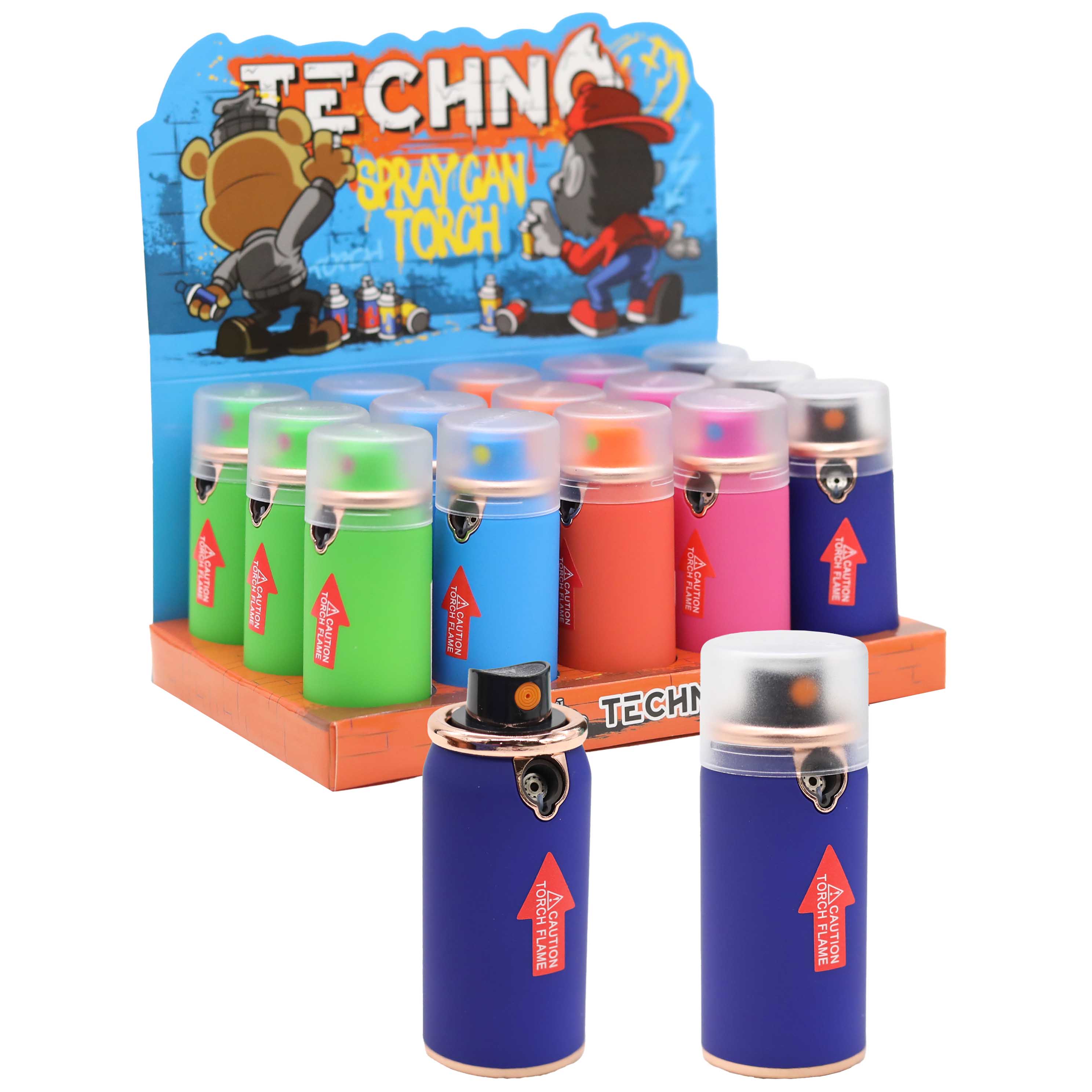 Techno Mini Spray Can Torch Lighters (19017) | 3.5 inch | 15 Count Display | Assorted Designs product image