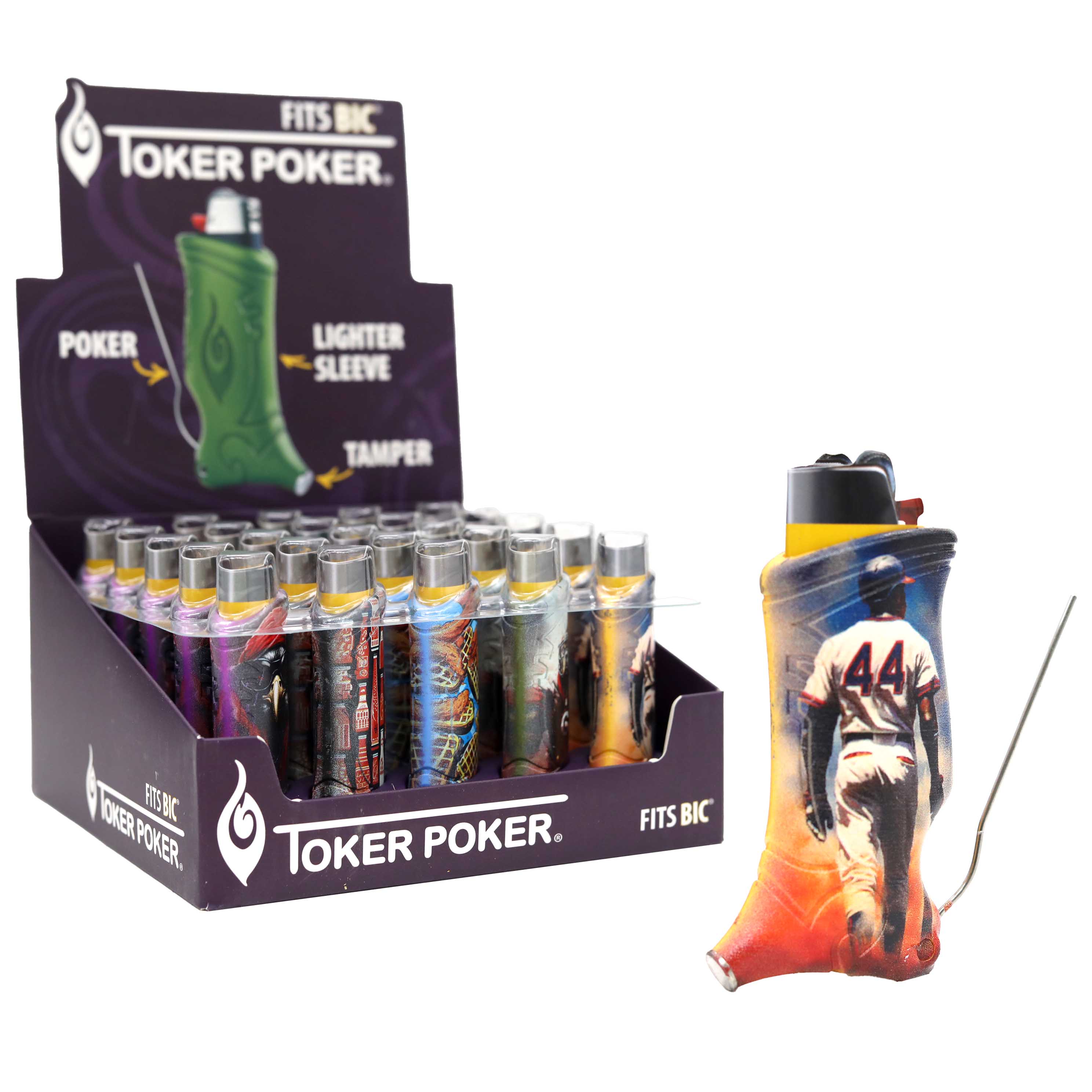Toker Poker Standard Bic Lighter Sleeve | 25 Count Display | Assorted Designs product image