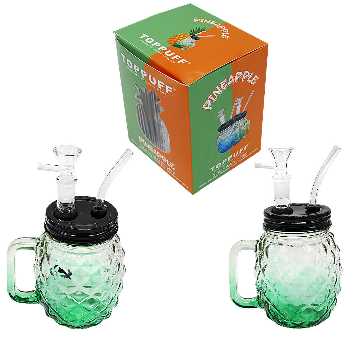 Top Puff Pineapple Mug Waterpipe (PW414) | 7.5 inches | Assorted Colors  product image
