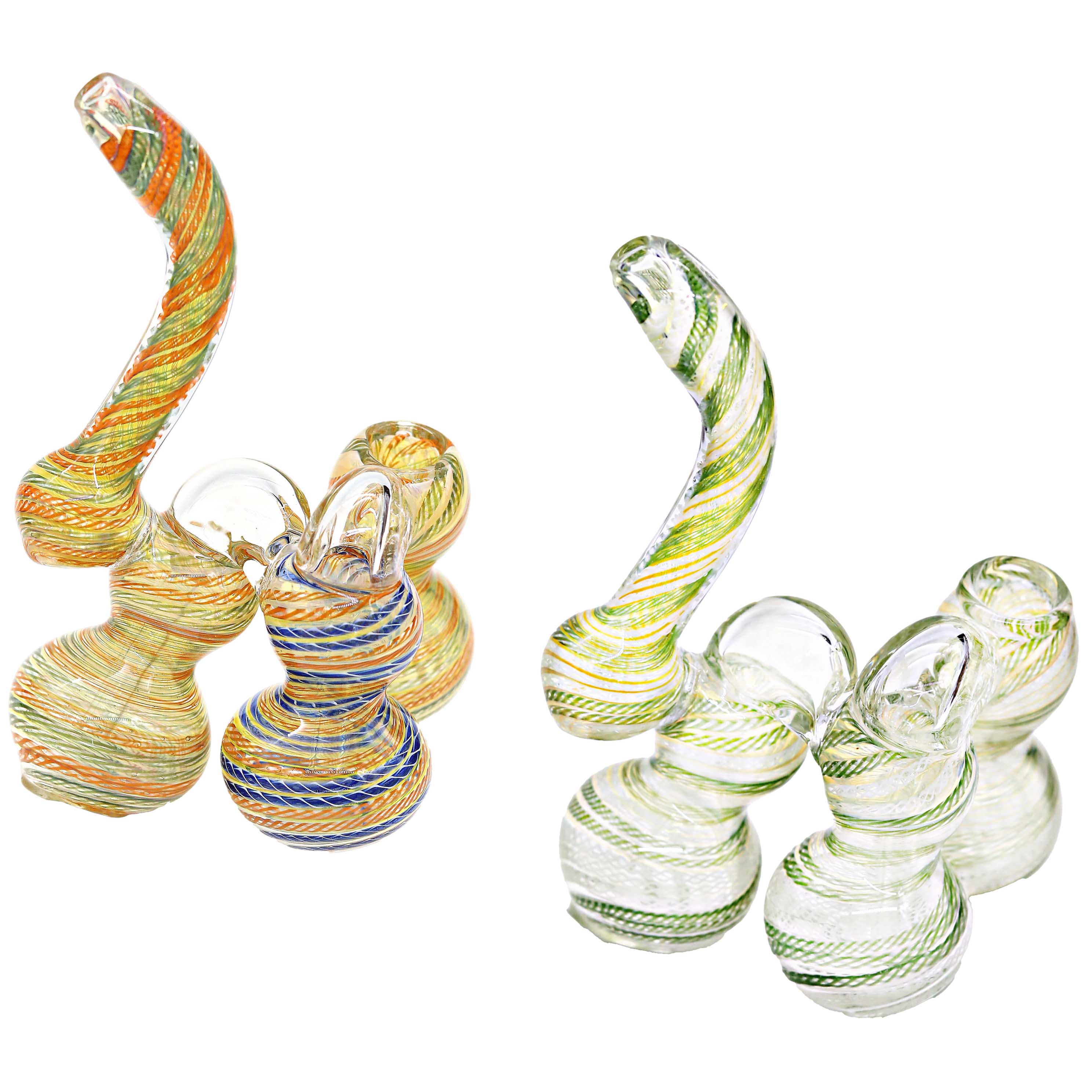 Triple Chambered Swirl Design Bubbler | 8 inch | Assorted Colors product image
