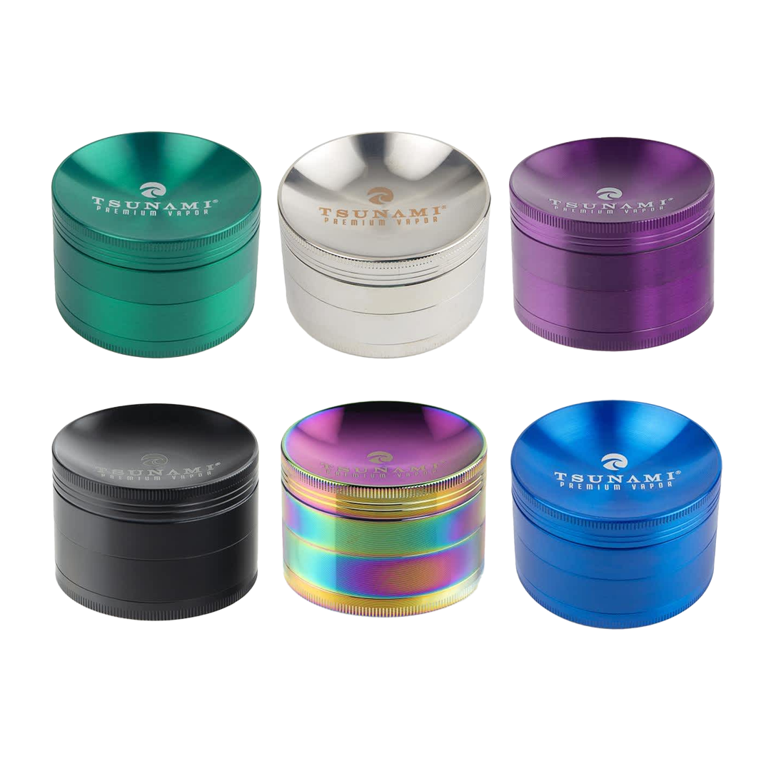 TSUNAMI Caved Top 4 Part Grinder | 50mm | Assorted Colors product image