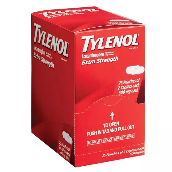 Tylenol Extra Strength Pain Reliver Fever Reducer Caplets | 2 Pack | 25 Count Display product image