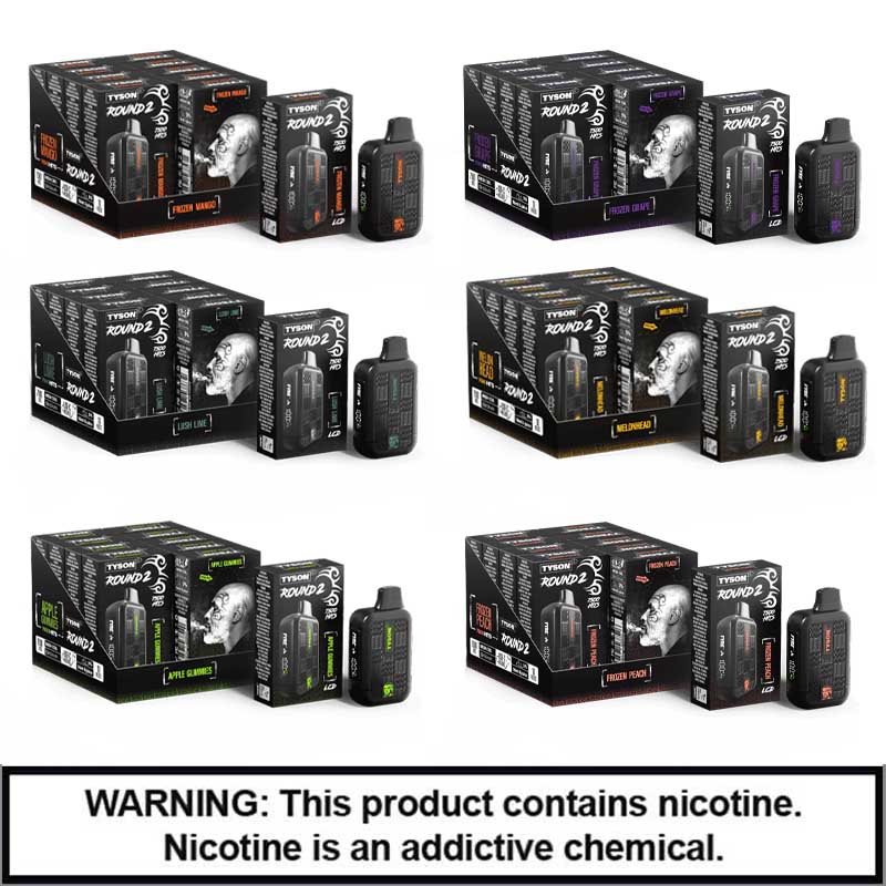 Tyson 2.0 Round 2 Rechargeable Disposable | 5% Nicotine | 7500 Puffs | 10 Count Display product image