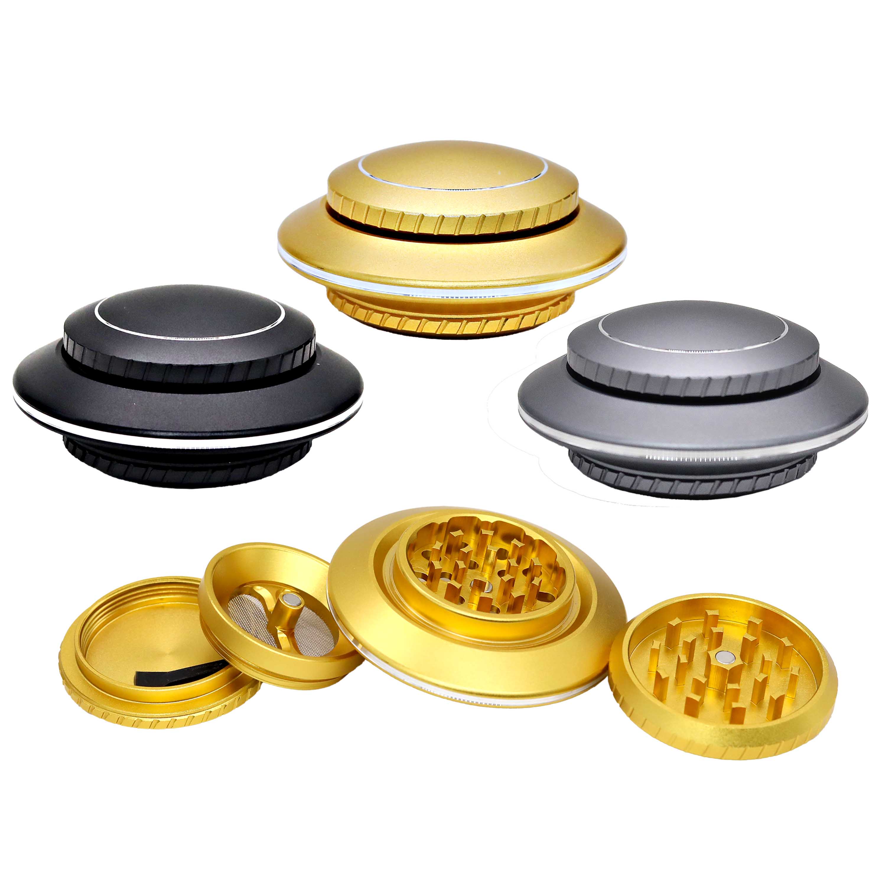 Crushers Matte Metallic UFO Spaceship 2 Part Grinder (GR1503) | 75mm | Assorted Colors product image