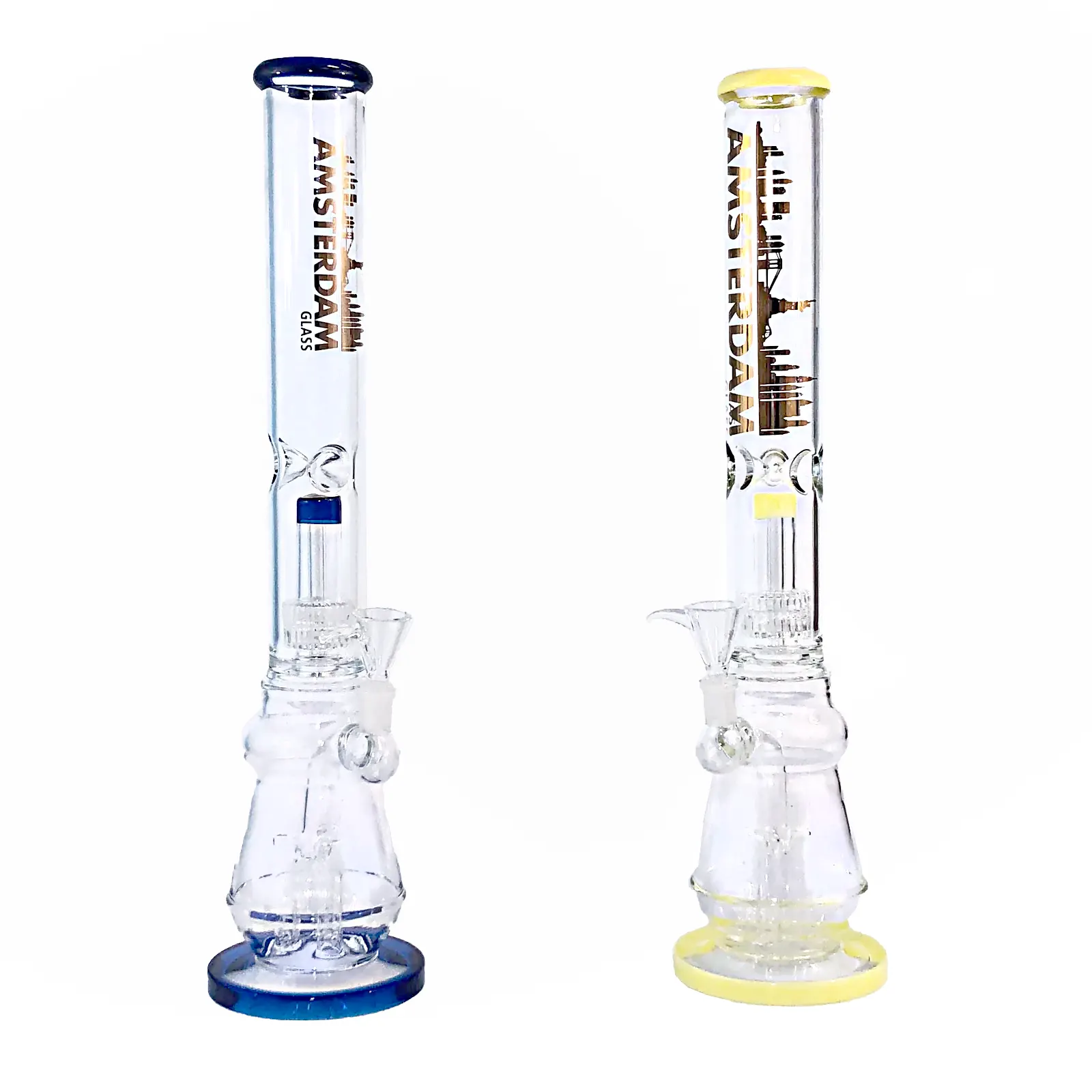 Illuminati Glass Tall Triple 3 Hole Perc To Matrix Perc Lamp Shaped Waterpipe (V18MX) | 18 inches | Assorted Colors product image