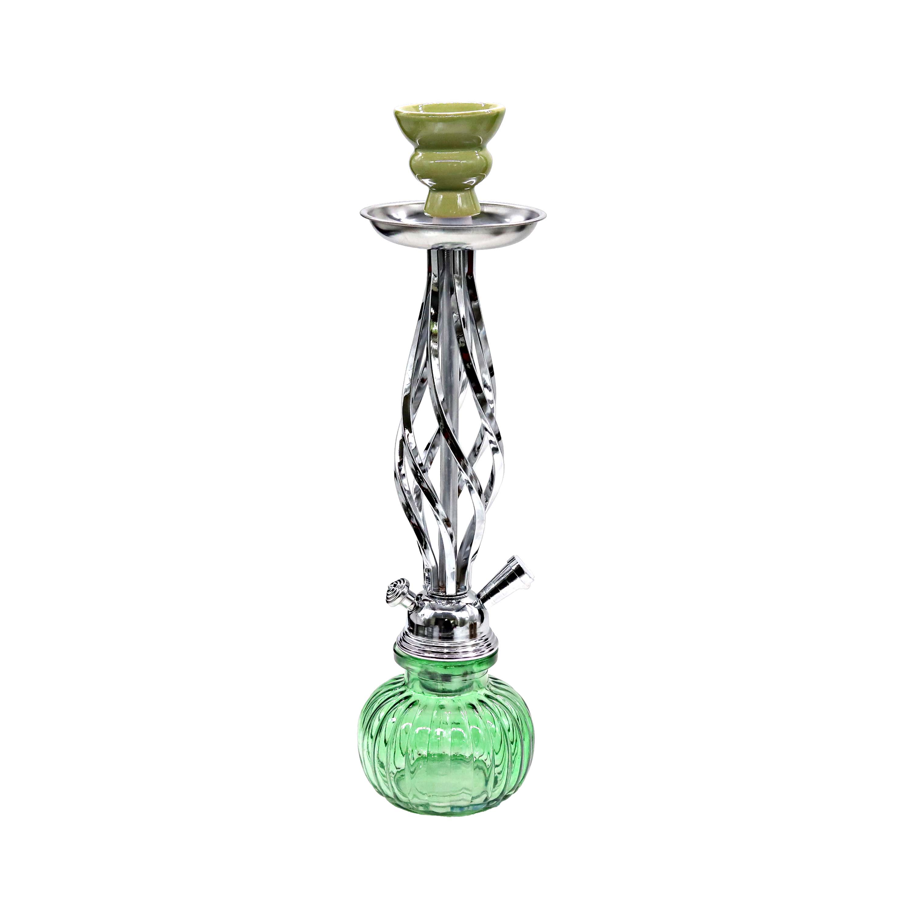 Obsidian Twister Sculpted Crystal Stem 1 Hose Hookah (WL065) | 13.8 inches | Assorted Colors product image