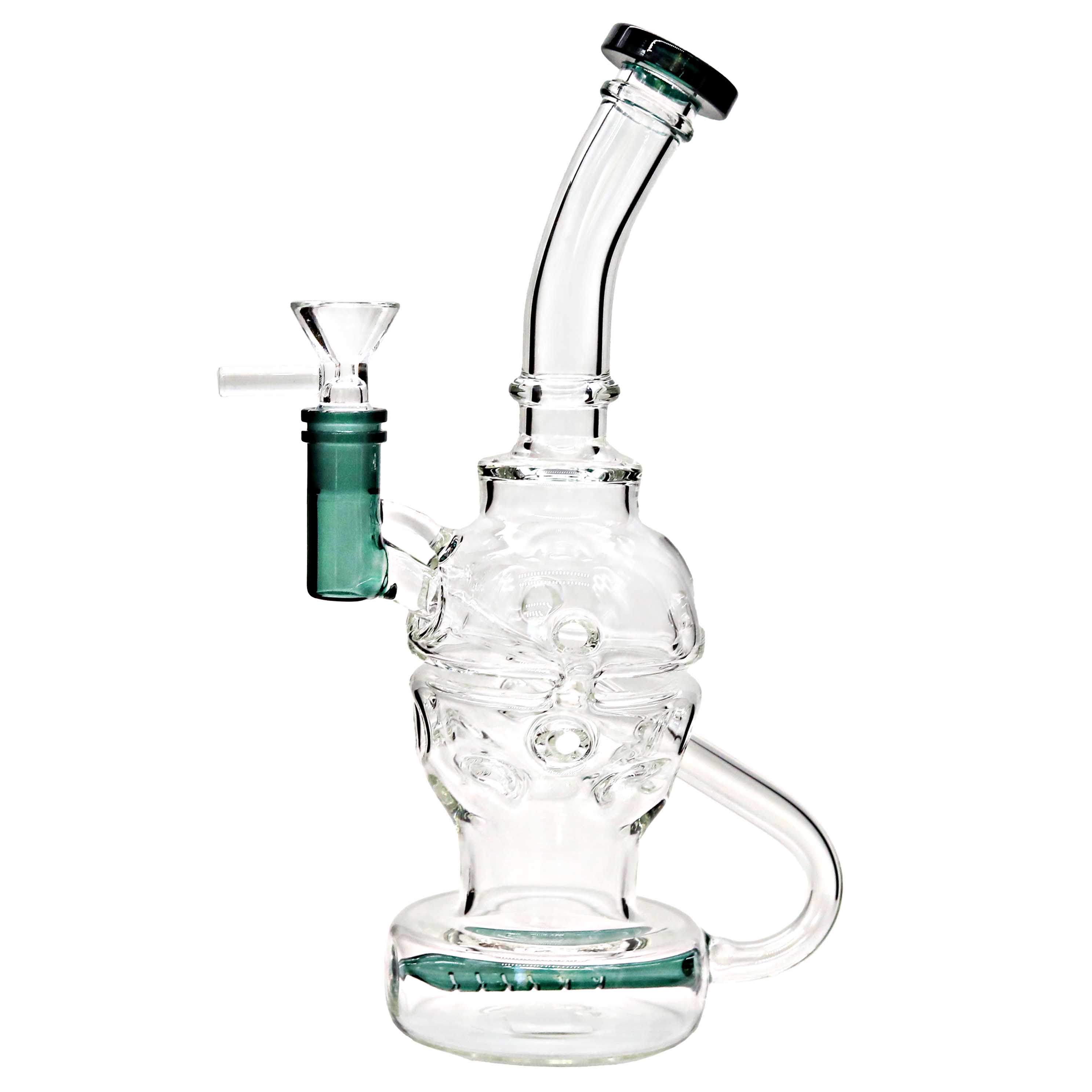  Clear Body Ball With Holes Recycler Waterpipe (WP3107) | 10 inch | Assorted Colors product image