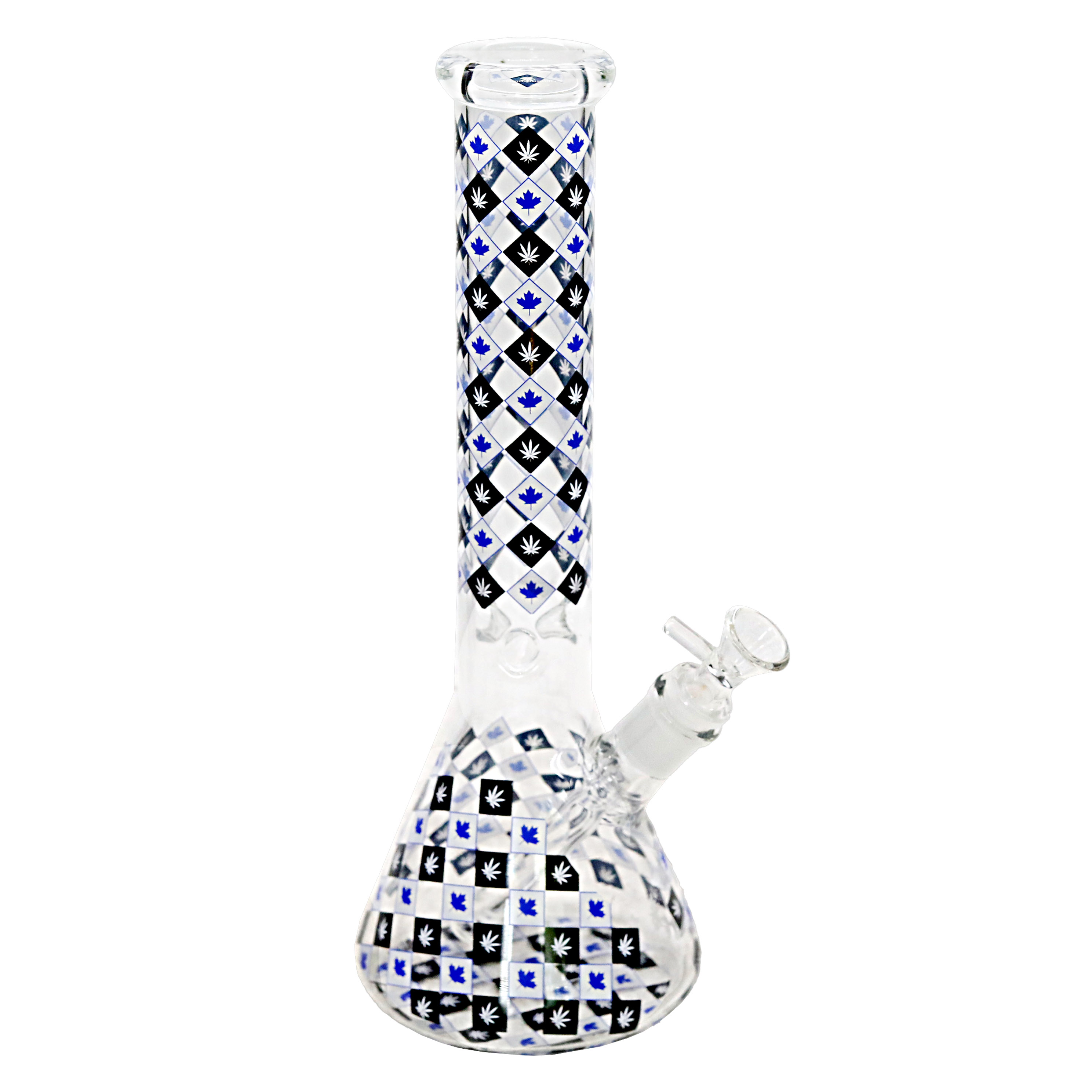 Mixed Printed Leaf Designs Beaker Waterpipe (WPB1006) | 13 inch | Assorted Colors product image