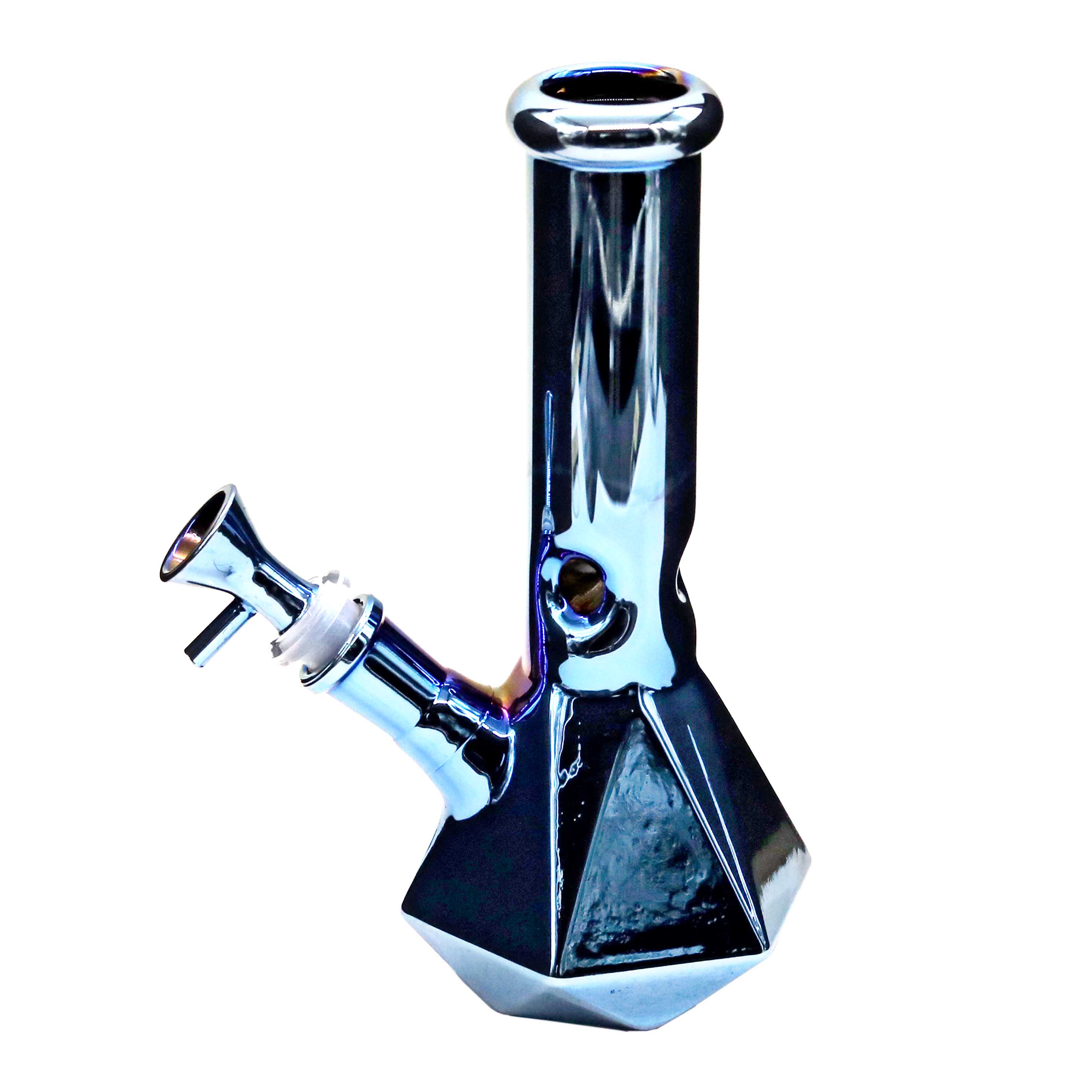 Gold Fumed Electroplated Diamond Shaped Cylindrical Waterpipe (WPB1012) | 8 inch | Assorted Colors - image 2 of 2