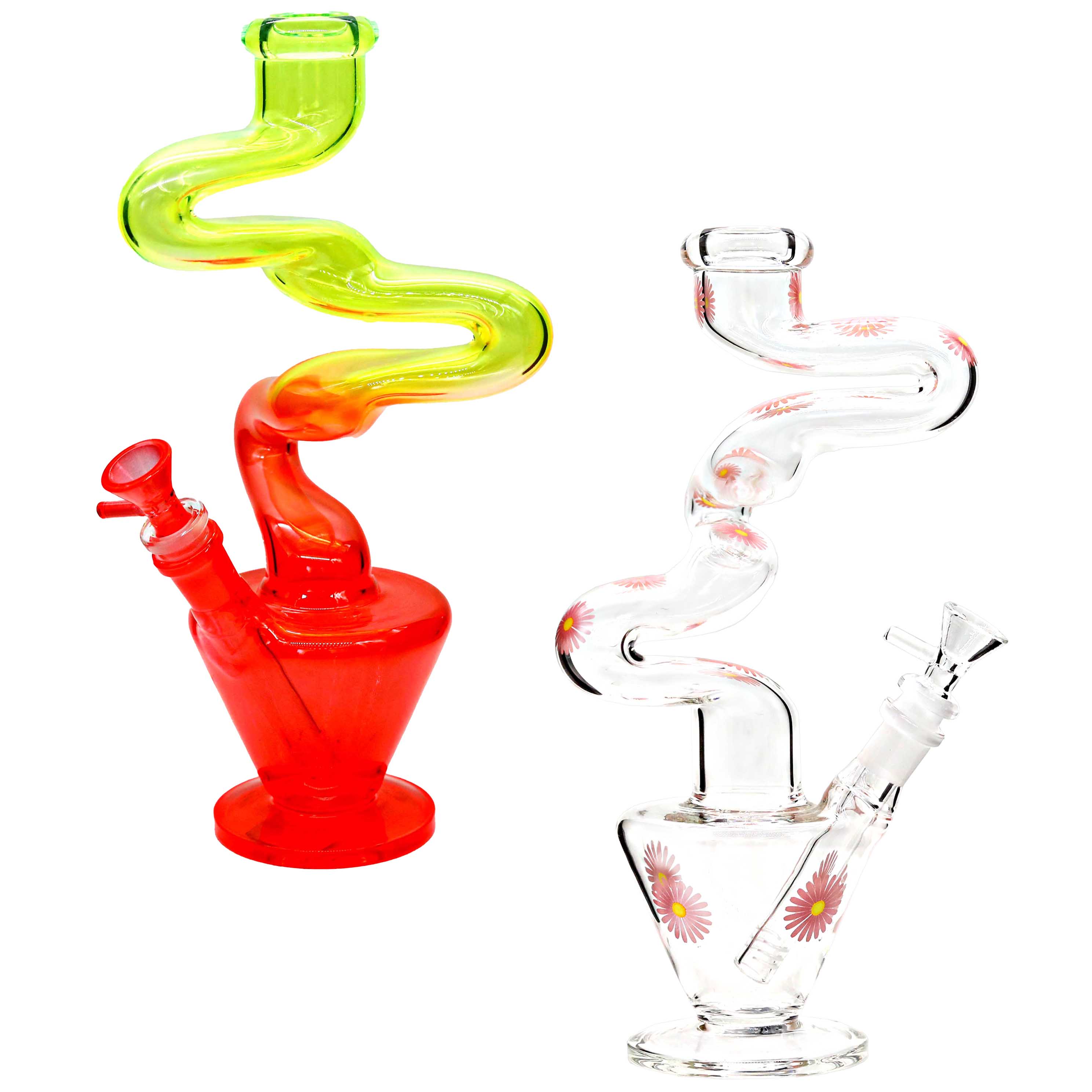 Electroplated Zigzag Vas Shaped Waterpipe (WPB1016) | 12 inch | Assorted Colors product image